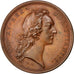 FRANCE, Politics, Society, War, Louis XV, Medal, 1744, AU(55-58), Bronze, 41,...