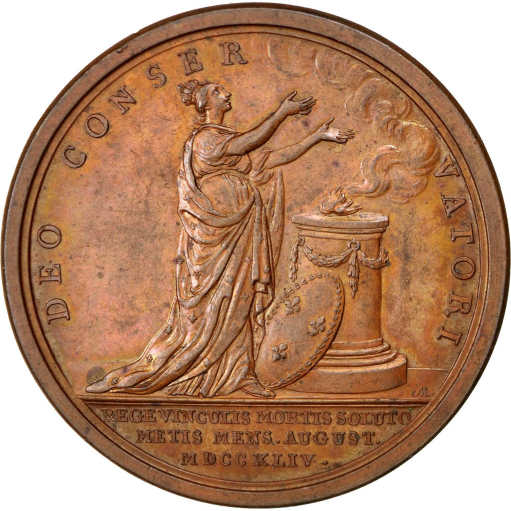 FRANCE, Politics, Society, War, Louis XV, Medal, 1744, AU(55-58), Bronze, 41,...