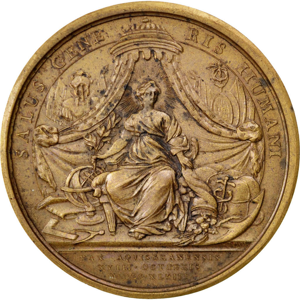 Francia, Medal, Louis XV, Politics, Society, War, 1748, Duvivier, SPL-, Bronz...