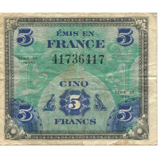 France, 5 Francs, Flag/France, 1944, VF(30-35), Fayette:VF17.01, KM:115a