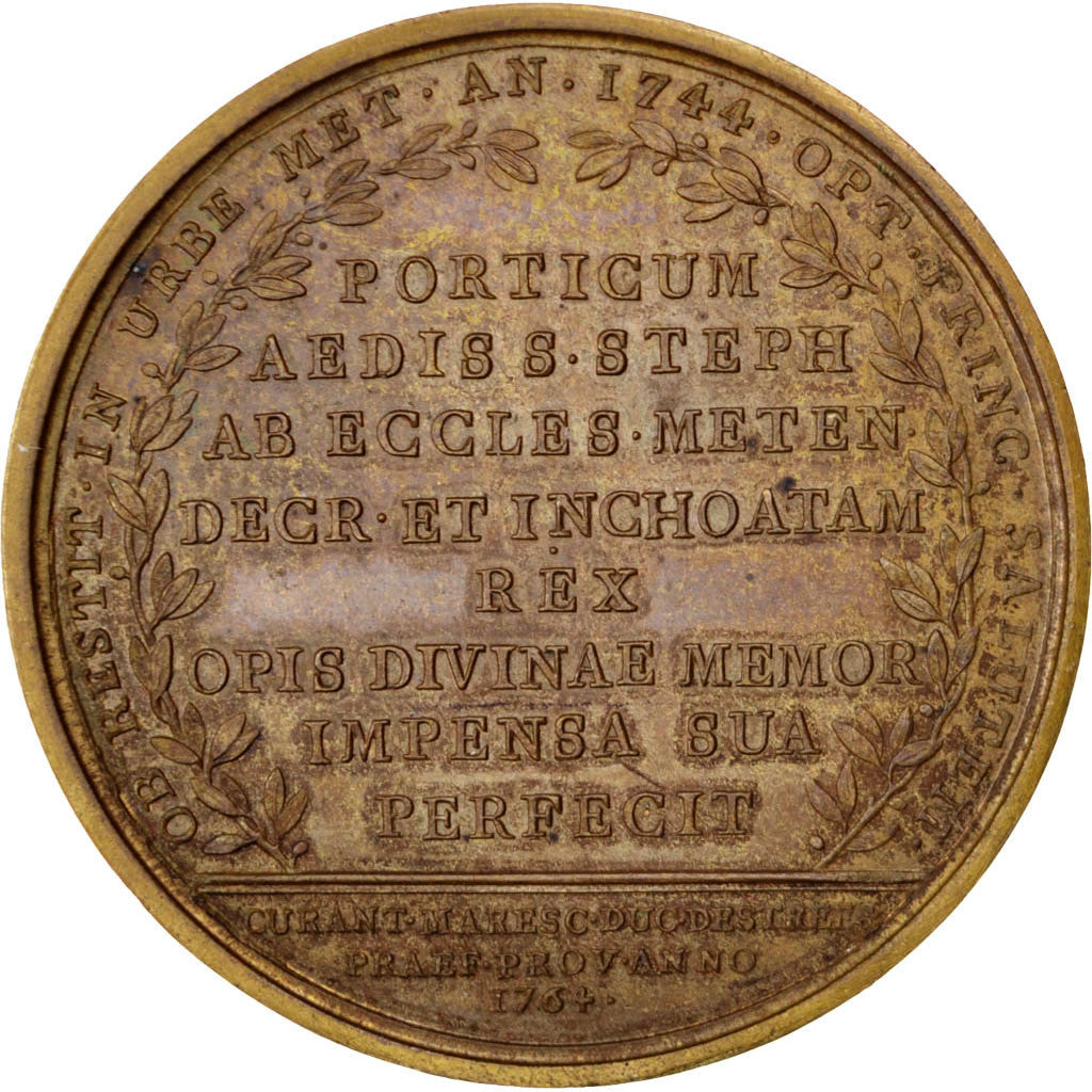 Louis XV, Médaille, Achèvement du portique de l'église Saint-Etienne à Metz