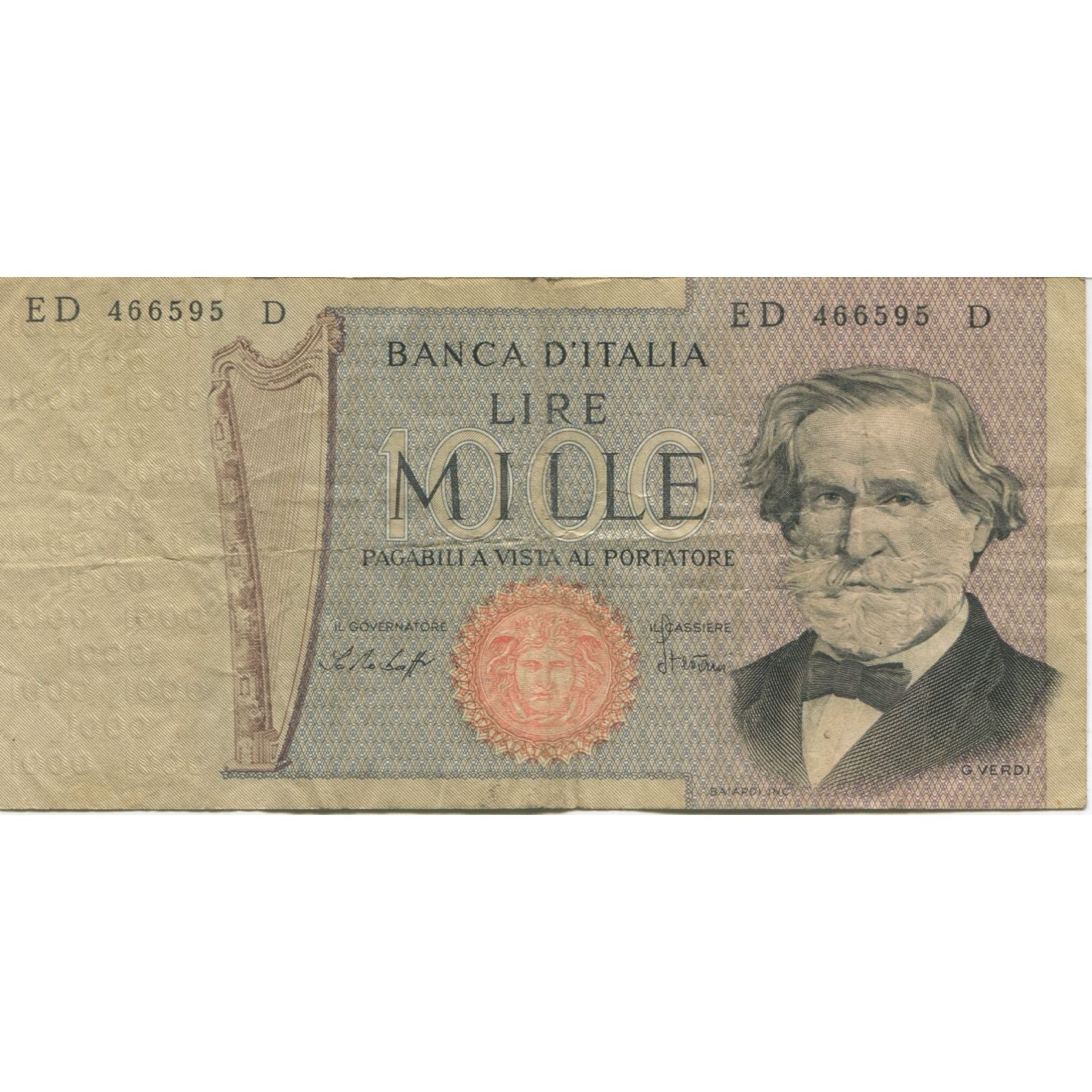 Biljet, Italië, 1000 Lire, 1979, KM:101f, TTB