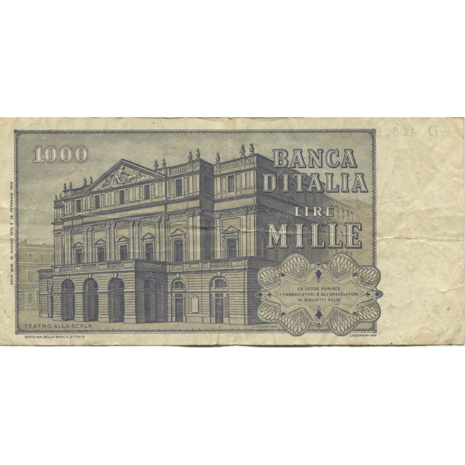Biljet, Italië, 1000 Lire, 1979, KM:101f, TTB