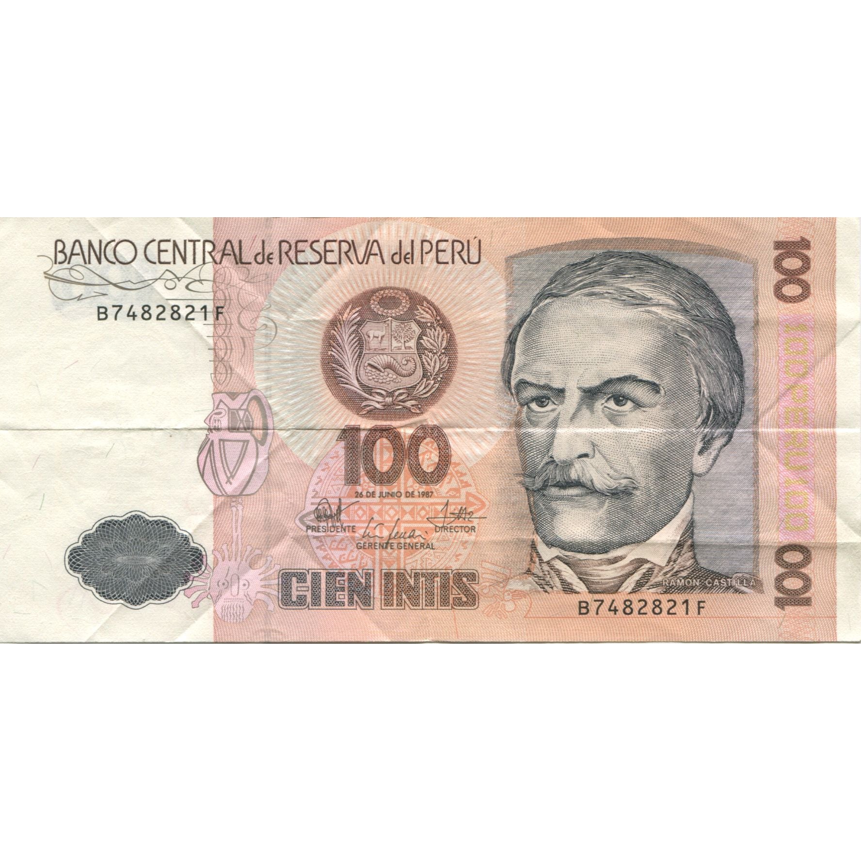 Banconote, Perù, 100 Intis, 1987, 1987-06-26, KM:132b, FDS