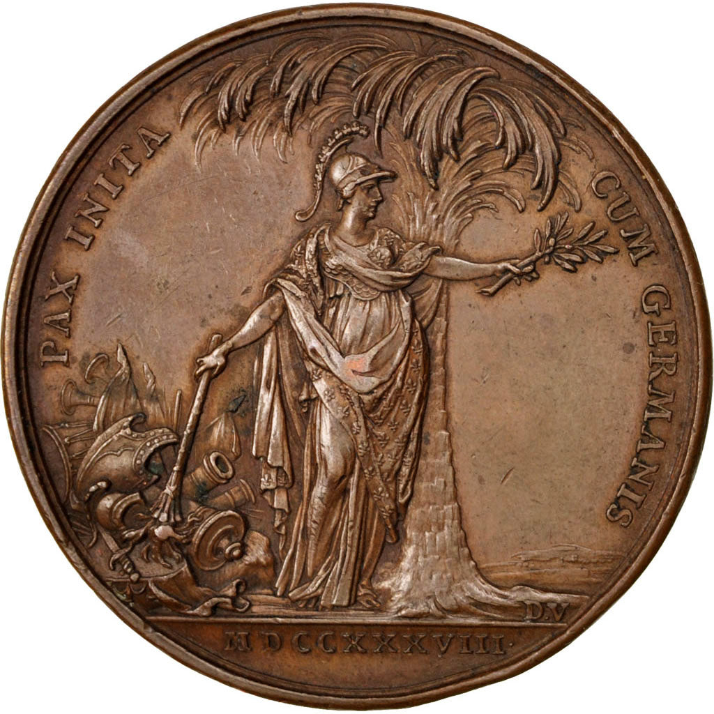 FRANCE, Politics, Society, War, Louis XV, Medal, 1738, AU(55-58), Duvivier,...