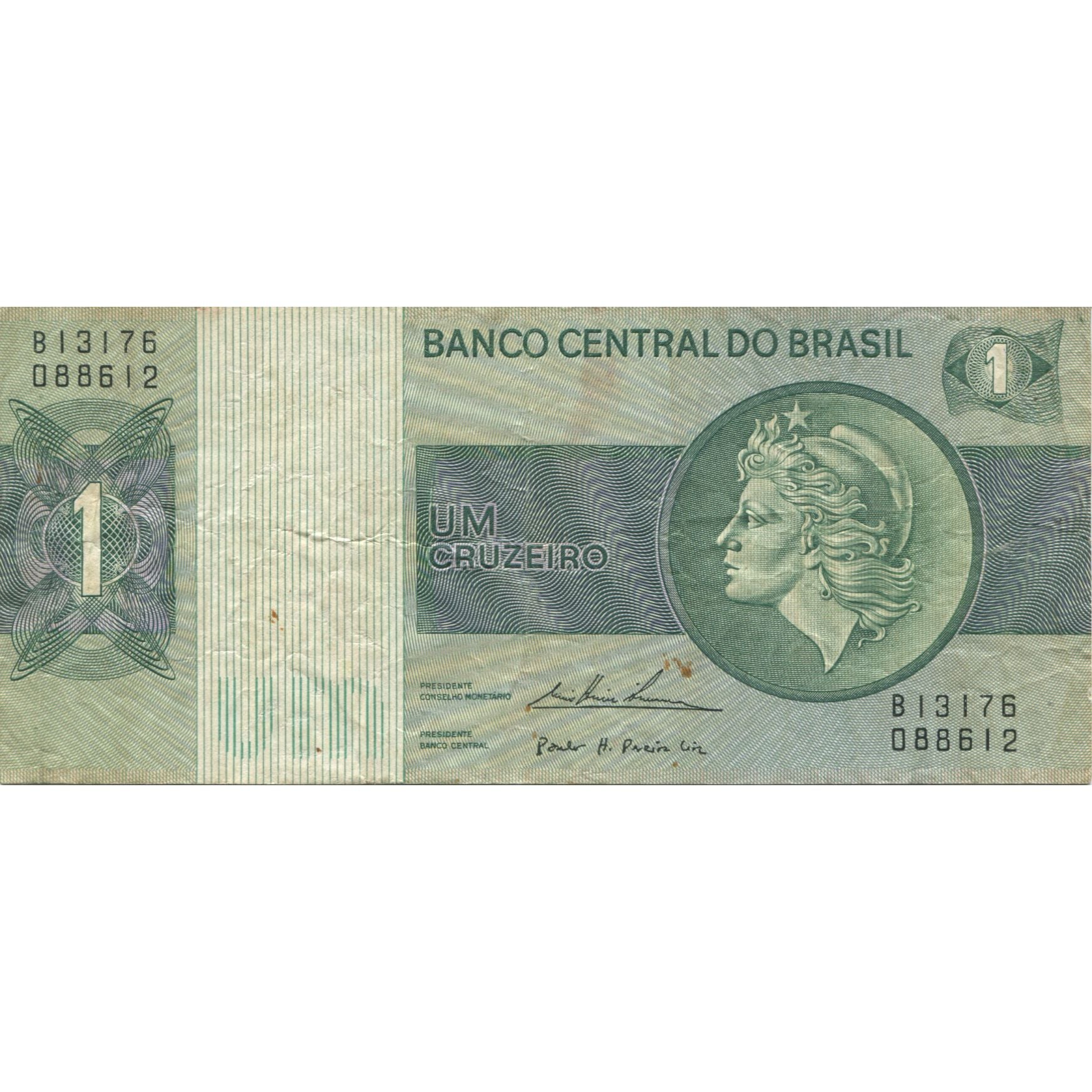 Biljet, Brazilië, 1 Cruzeiro, 1975, KM:191Aa, TTB+
