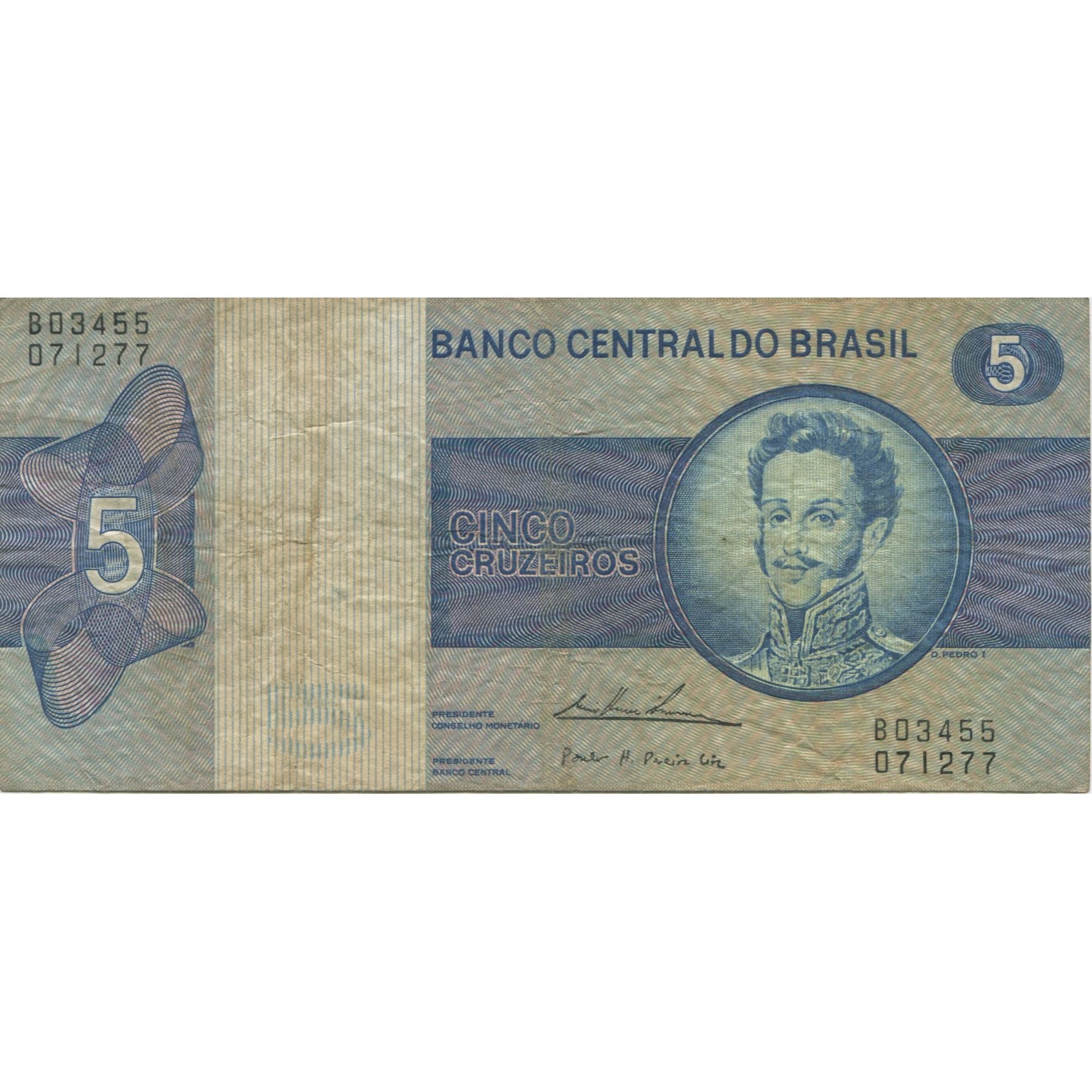Biljet, Brazilië, 5 Cruzeiros, Undated (1974), KM:192c, TTB