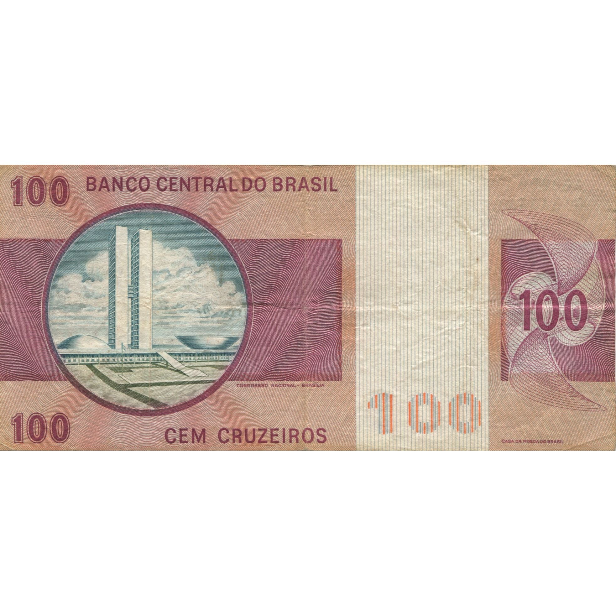 Banknote, Brazil, 100 Cruzeiros, Undated (1974), KM:195Aa, AU(55-58)