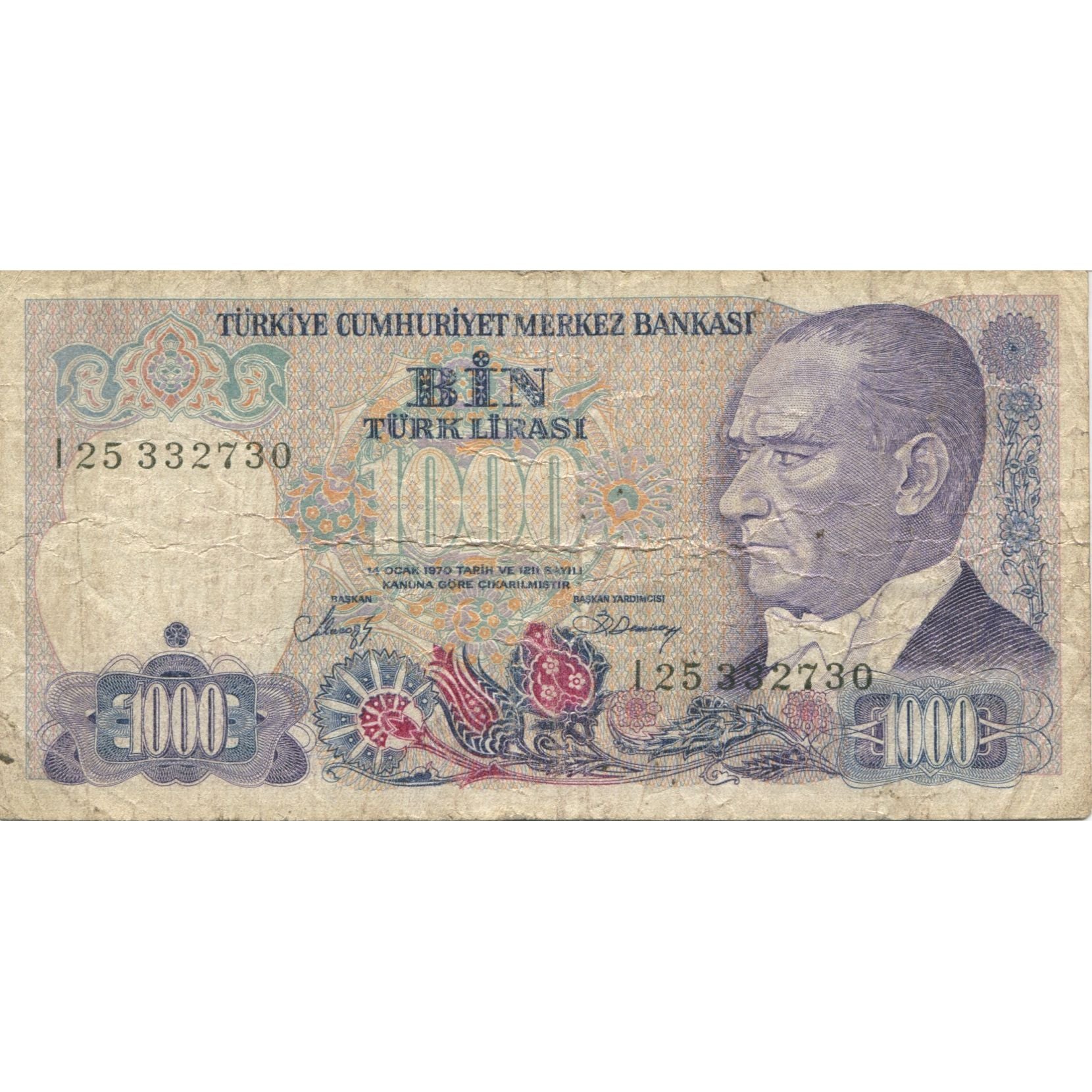 Billete, 1000 Lira, 1970, Turquía, KM:191, RC+