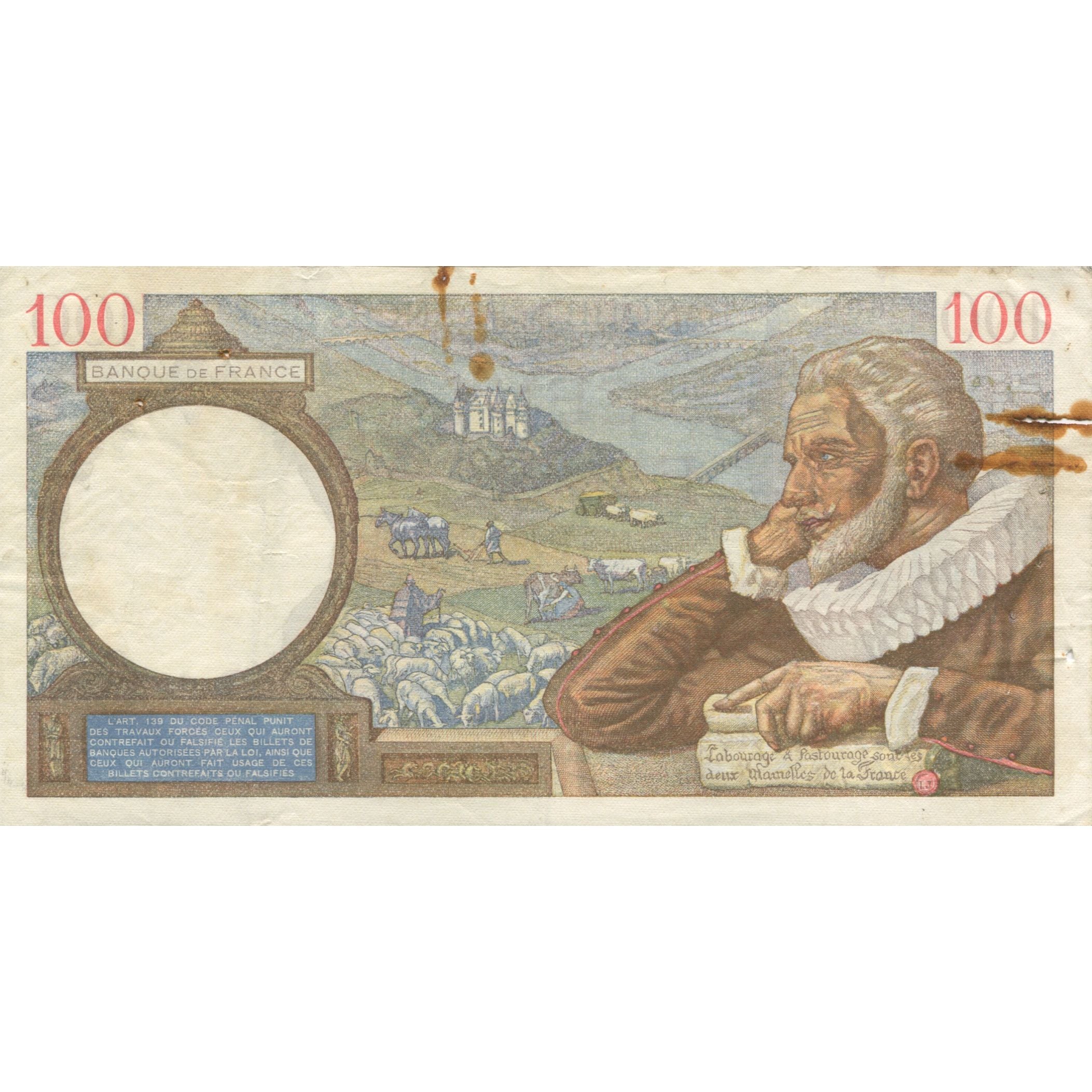 Frankreich, 100 Francs, Sully, 1939, 1939-10-05, SGE, Fayette:26.09, KM:94