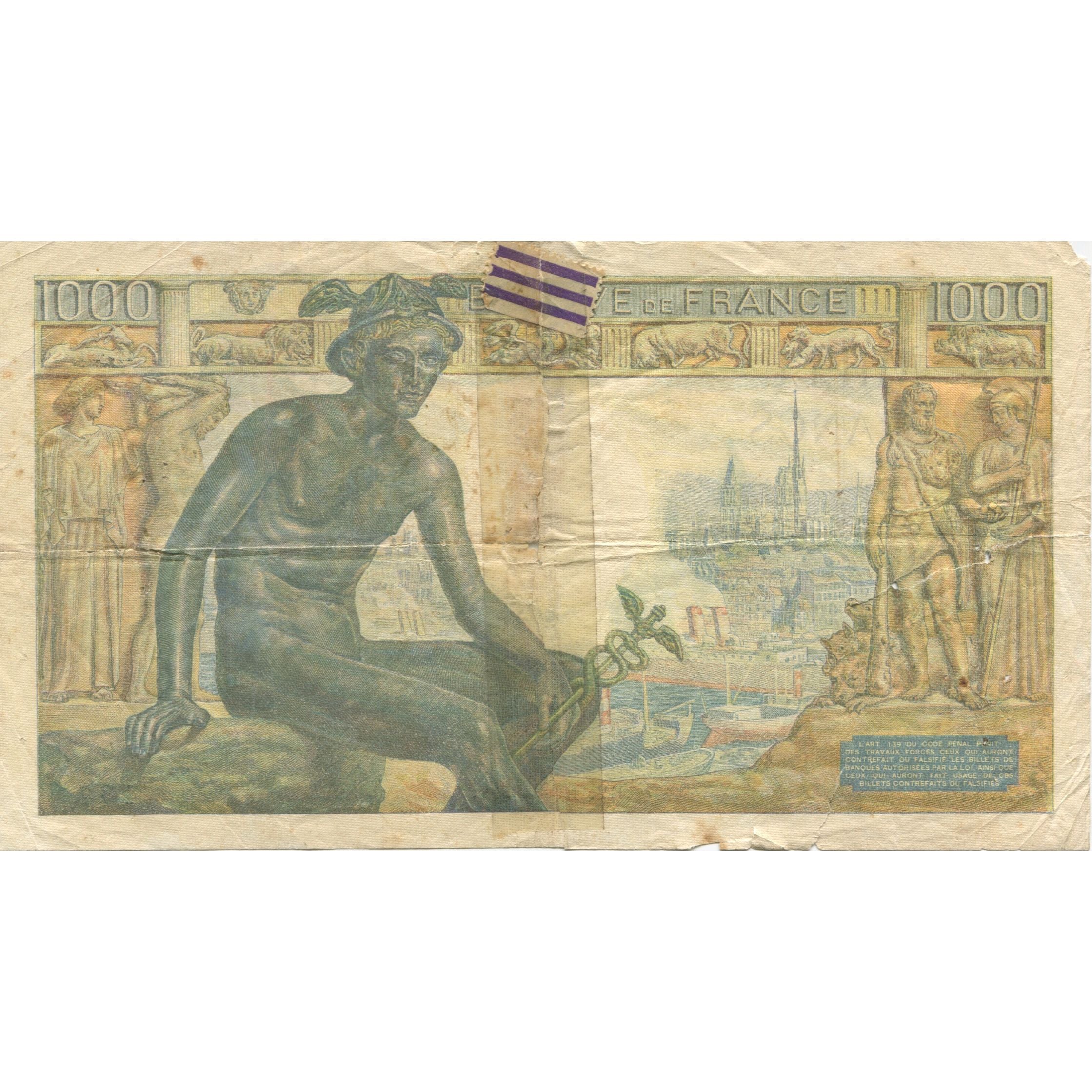 France, 1000 Francs, Déesse Déméter, 1942, 1942-11-05, AG(1-3)