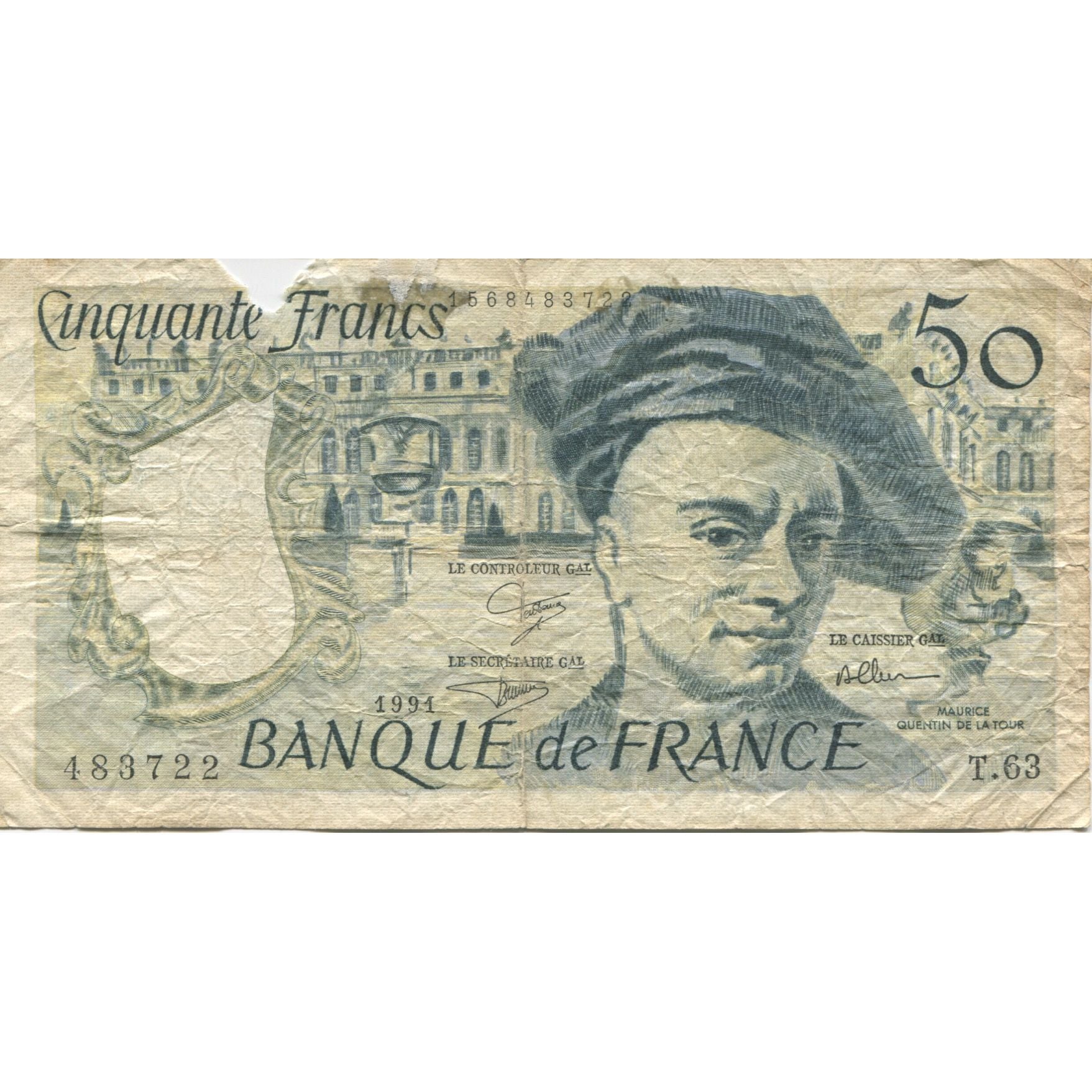 France, 50 Francs, Quentin de La Tour, 1991, AB, Fayette:67.17, KM:152e