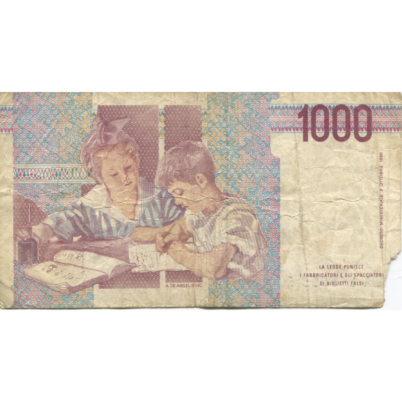 Banknote, Italy, 1000 Lire, 1990, KM:114a, AG(1-3)