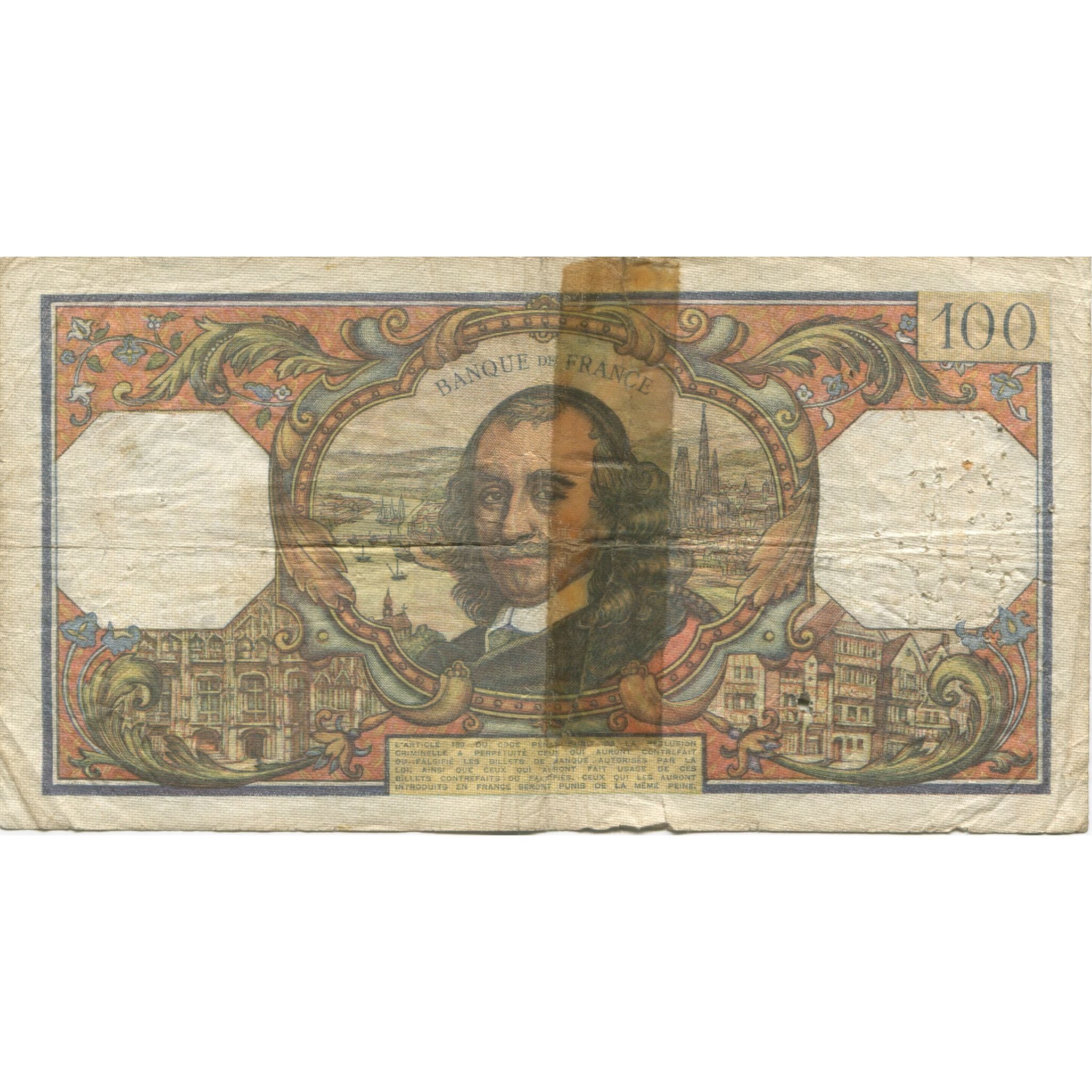 France, 100 Francs, Corneille, 1966, 1966-06-02, VG(8-10), Fayette:65.13