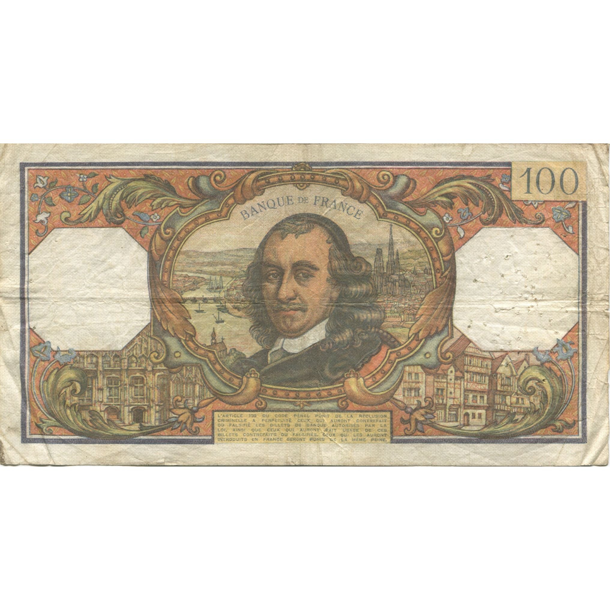France, 100 Francs, Corneille, 1967, 1967-04-06, B+, Fayette:65.17, KM:149b