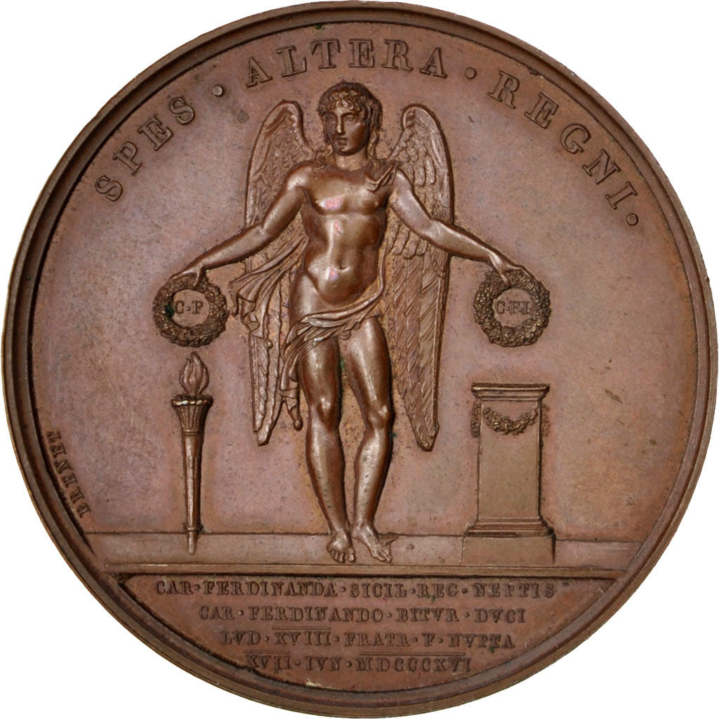 France, Medal, Louis XVIII, Politics, Society, War, 1816, Andrieu, AU(55-58)