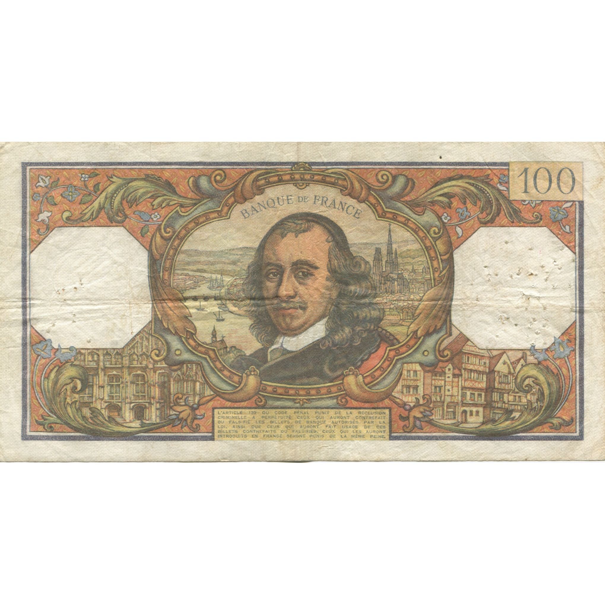 France, 100 Francs, Corneille, 1967, B+, Fayette:65.17, KM:149b
