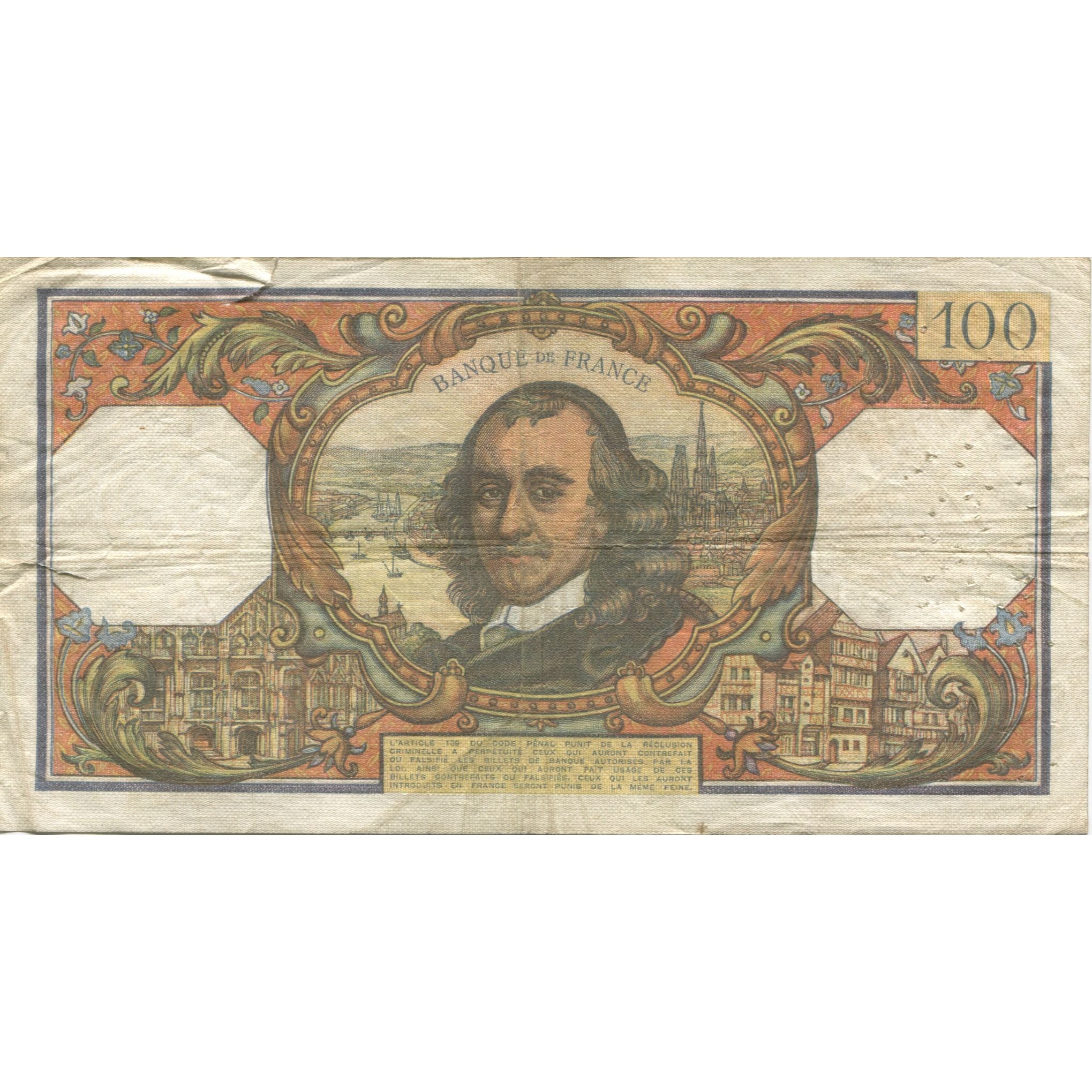Frankrijk, 100 Francs, Corneille, 1969, 1969-01-02, B+, Fayette:65.25, KM:149c