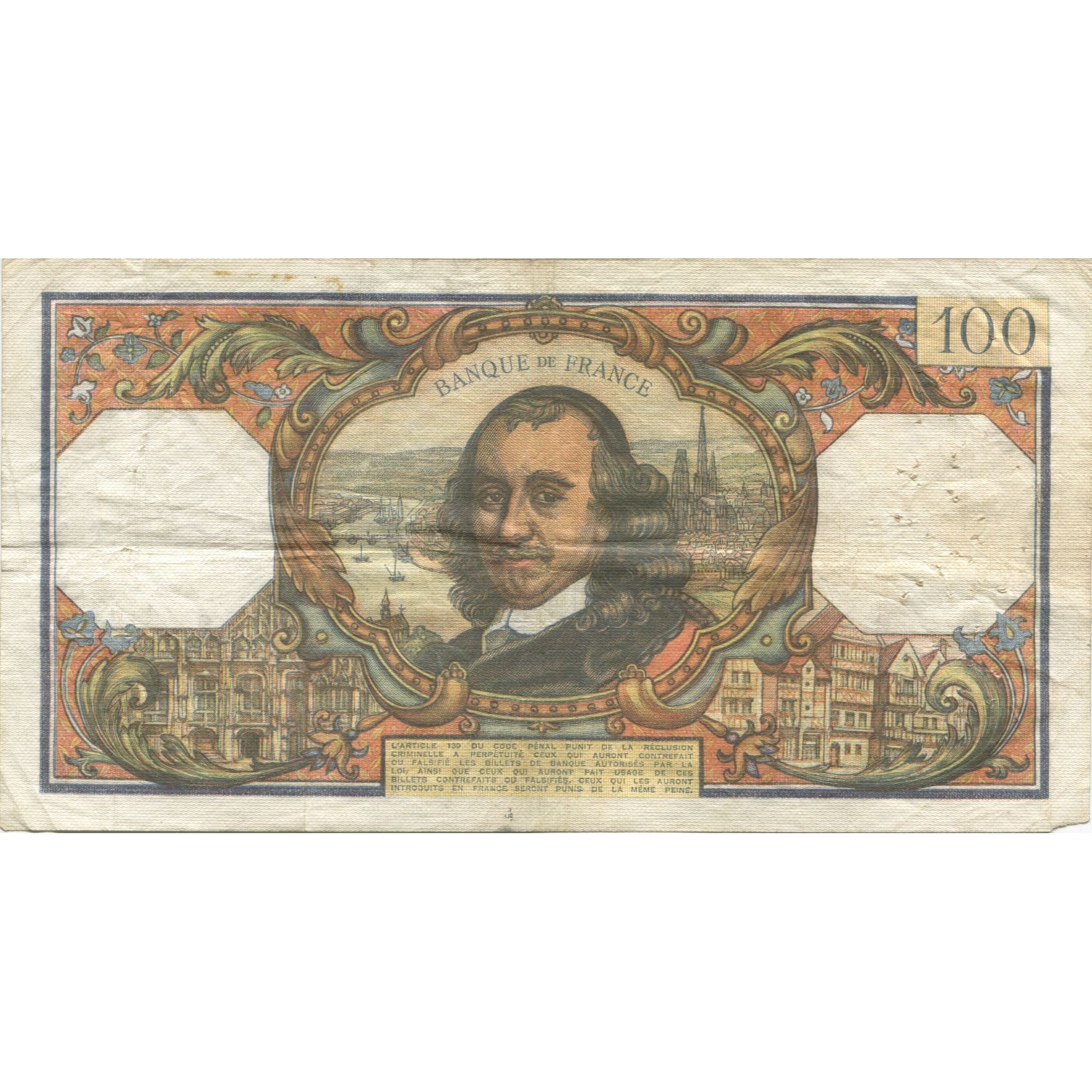 França, 100 Francs, Corneille, 1970, 1970-04-02, EF(40-45), Fayette:65.31