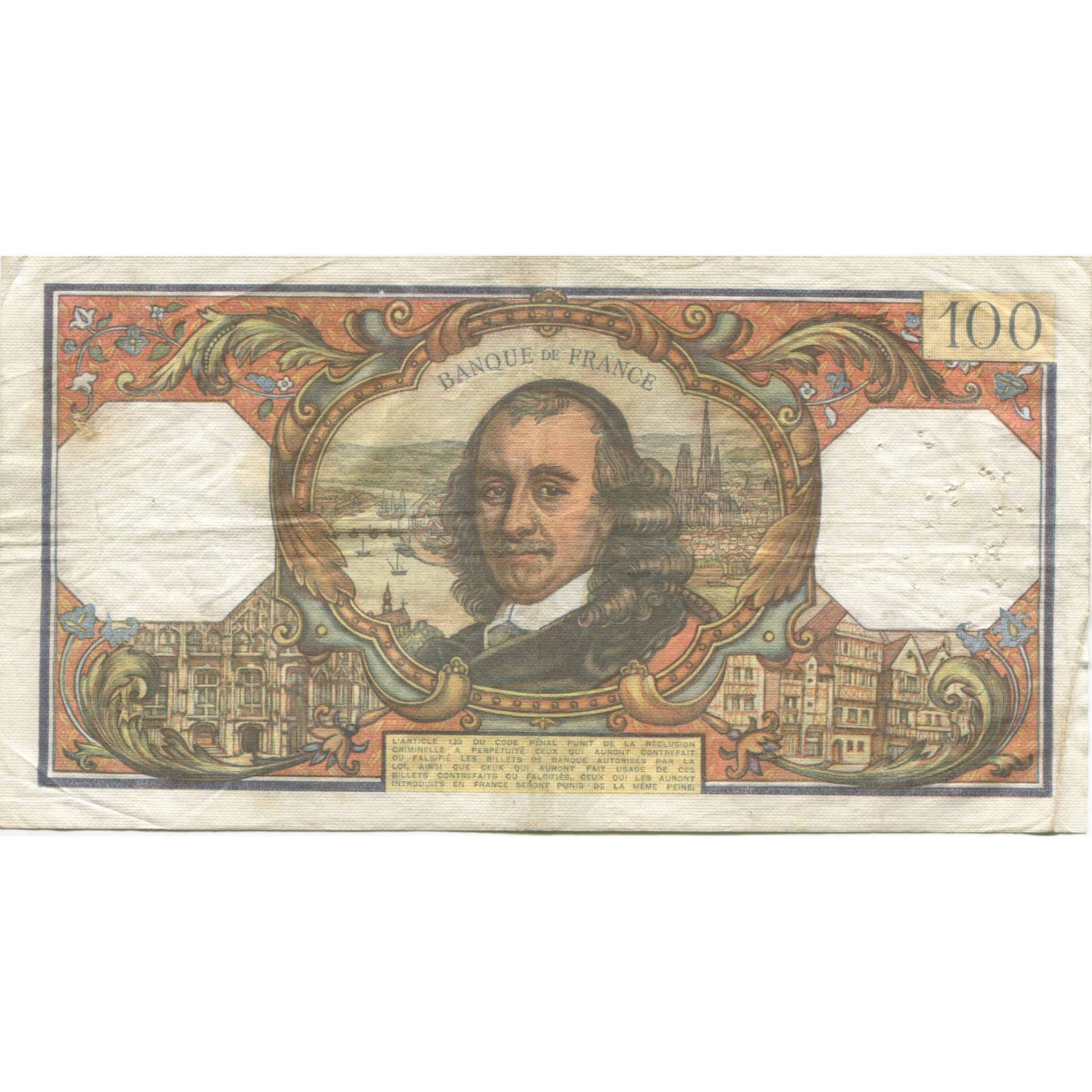 França, 100 Francs, Corneille, 1970, 1970-09-03, EF(40-45), Fayette:65.32