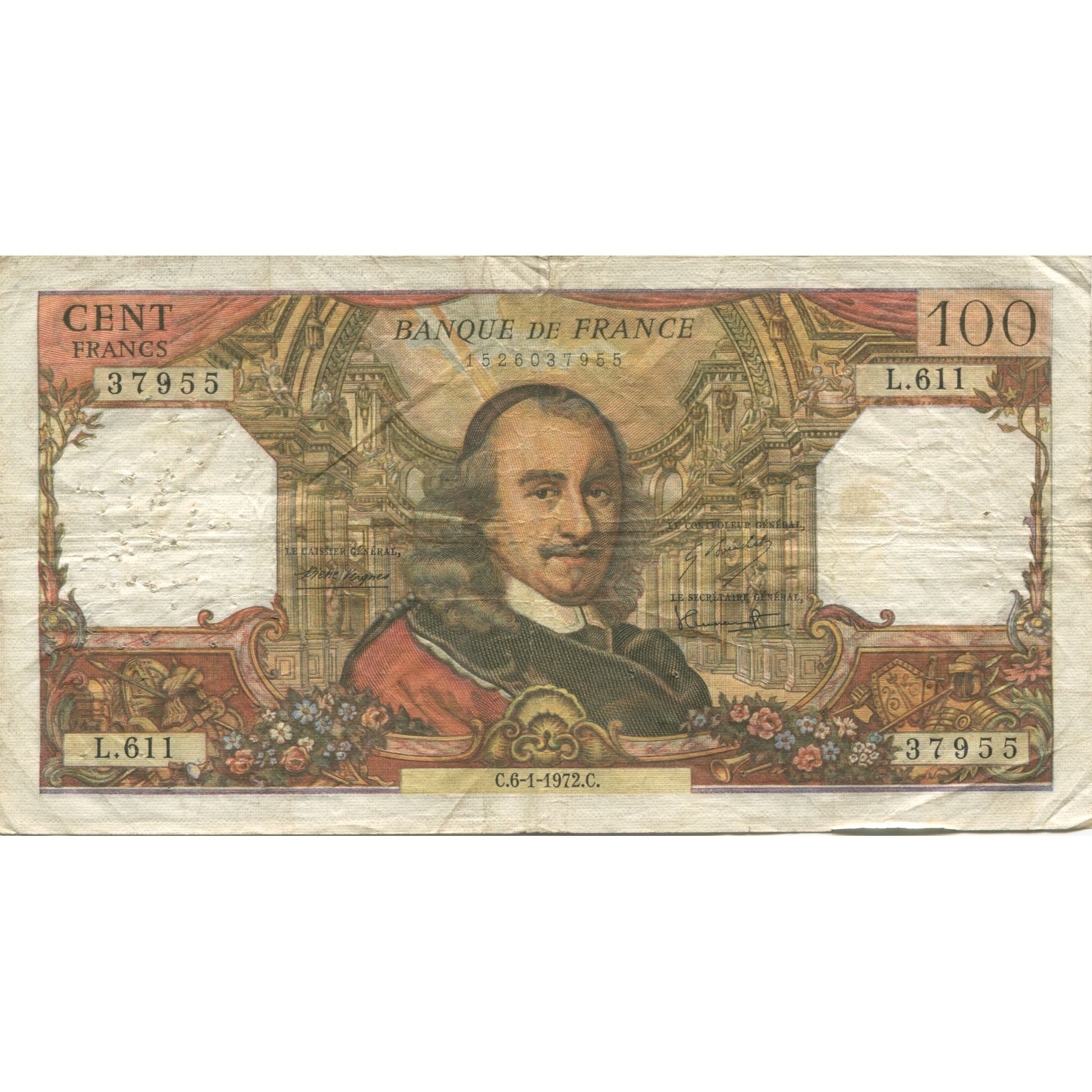 Francia, 100 Francs, Corneille, 1972, 1972-06-01, B+, Fayette:65.38, KM:149d