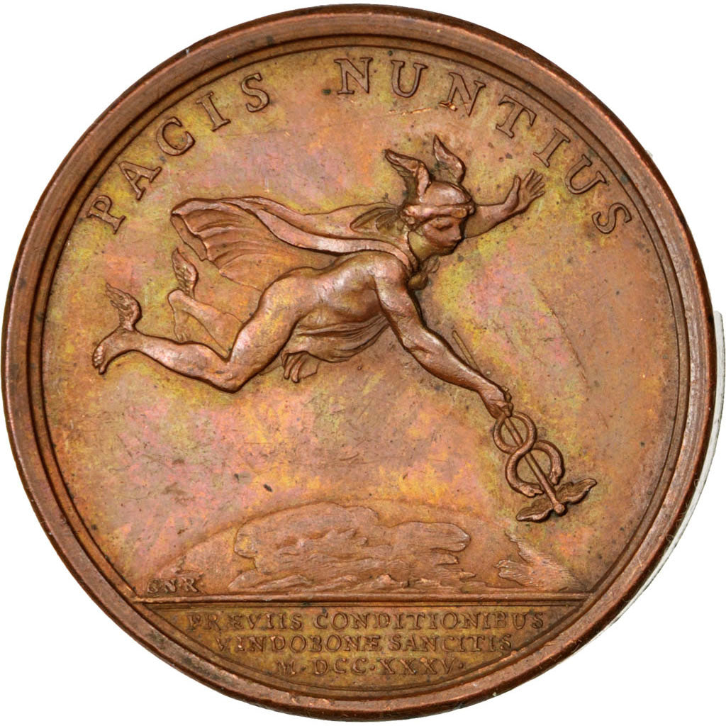 Frankreich, Medal, Louis XV, Politics, Society, War, 1735, Duvivier, VZ, Bronze