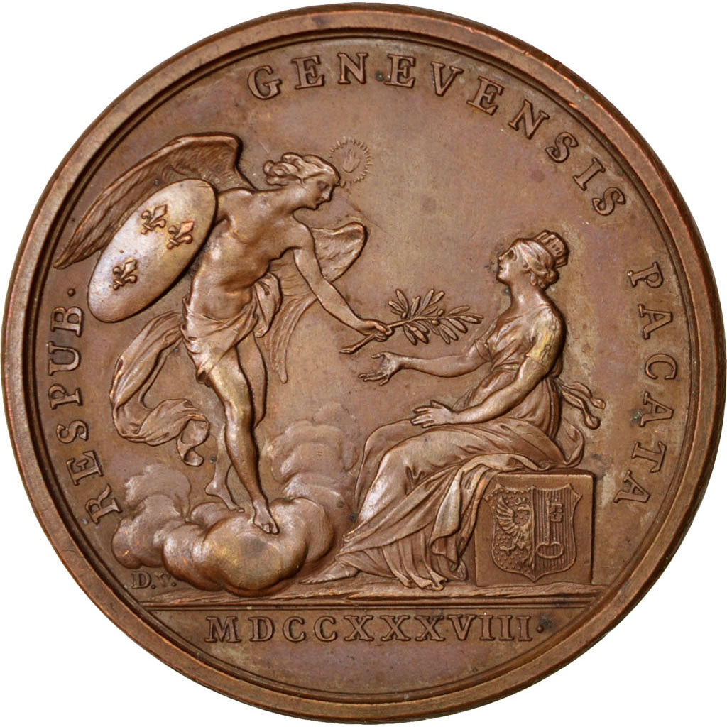 France, Médaille, Louis XV, Pacification de la République de Genève, 1738
