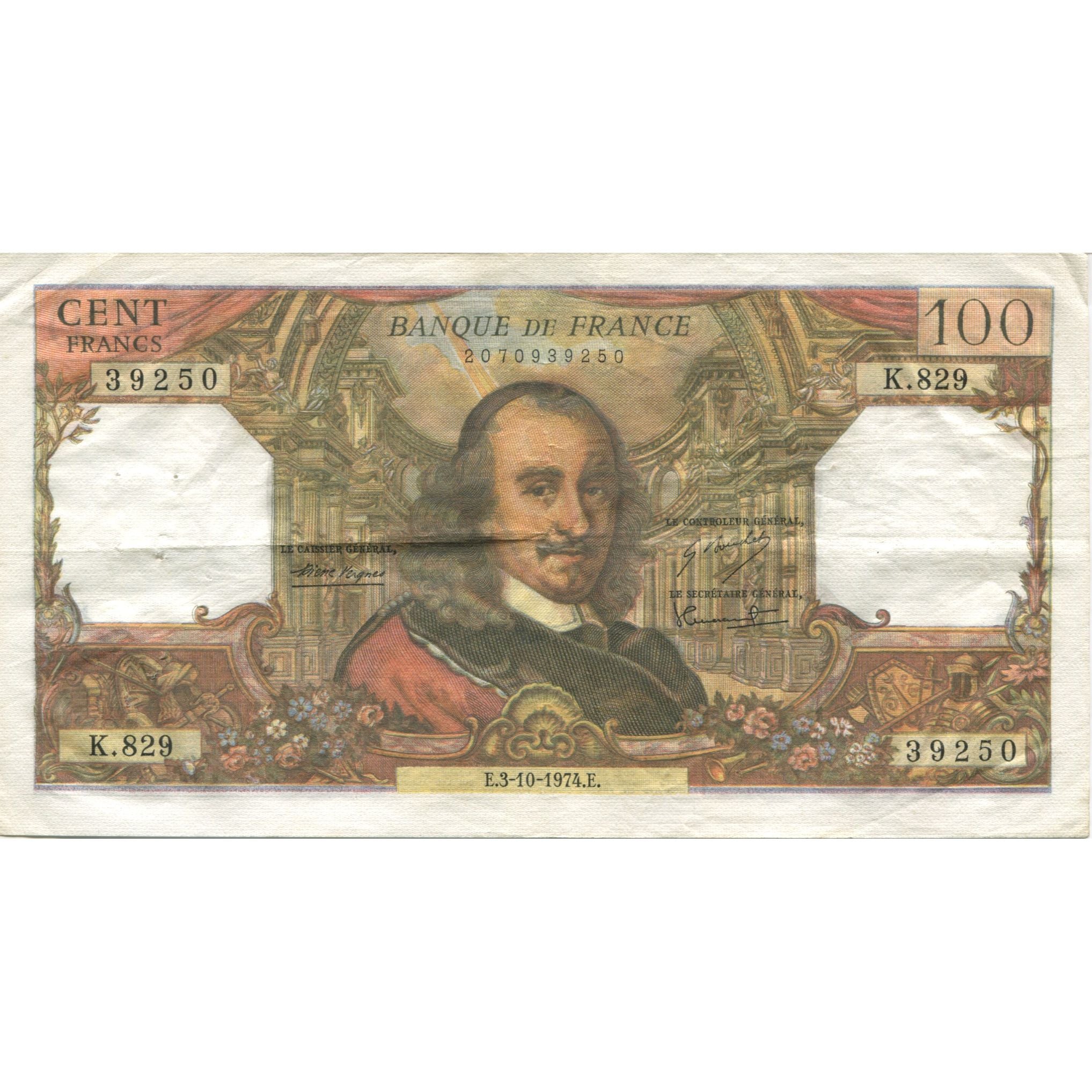 França, 100 Francs, Corneille, 1974, 1974-10-03, EF(40-45), Fayette:65.47