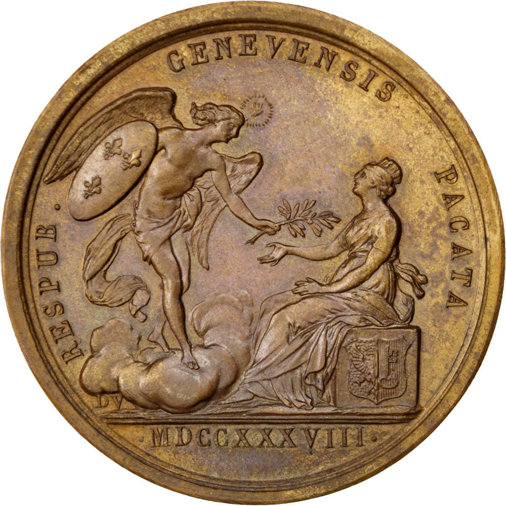 France, Medal, Louis XV, Pacification de la République de Genève, 1738