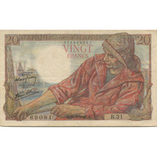 France, 20 Francs, Pêcheur, 1942, 1942-09-24, EF(40-45), Fayette:13.3, KM:100a