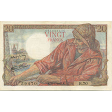 France, 20 Francs, Pêcheur, 1943, 1943-01-28, AU(50-53), Fayette:13.5, KM:100a