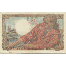 France, 20 Francs, Pêcheur, 1943, SUP, Fayette:13.6, KM:100a