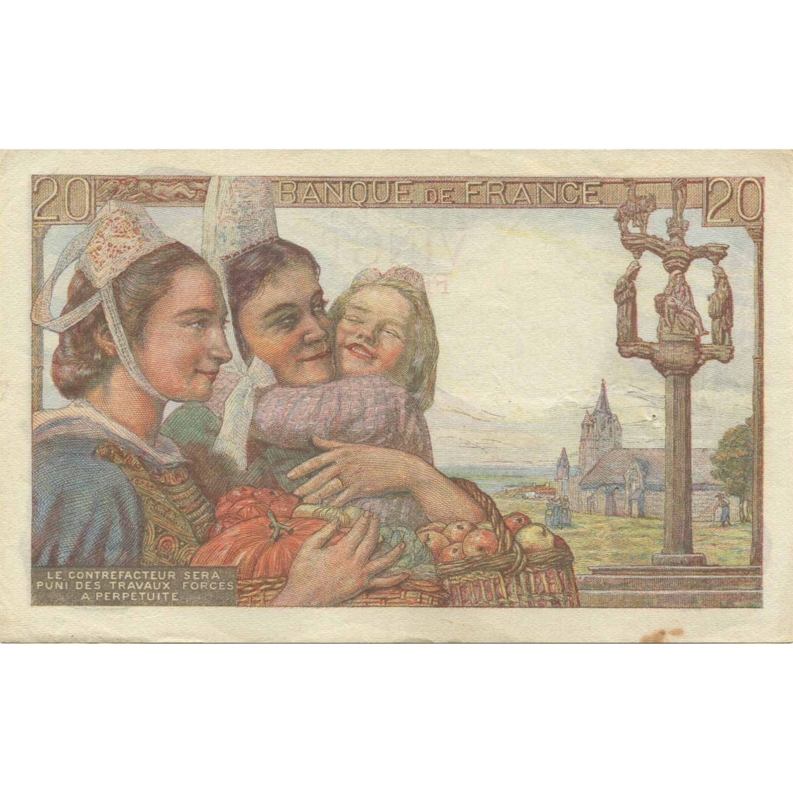 France, 20 Francs, Pêcheur, 1943, SUP, Fayette:13.6, KM:100a