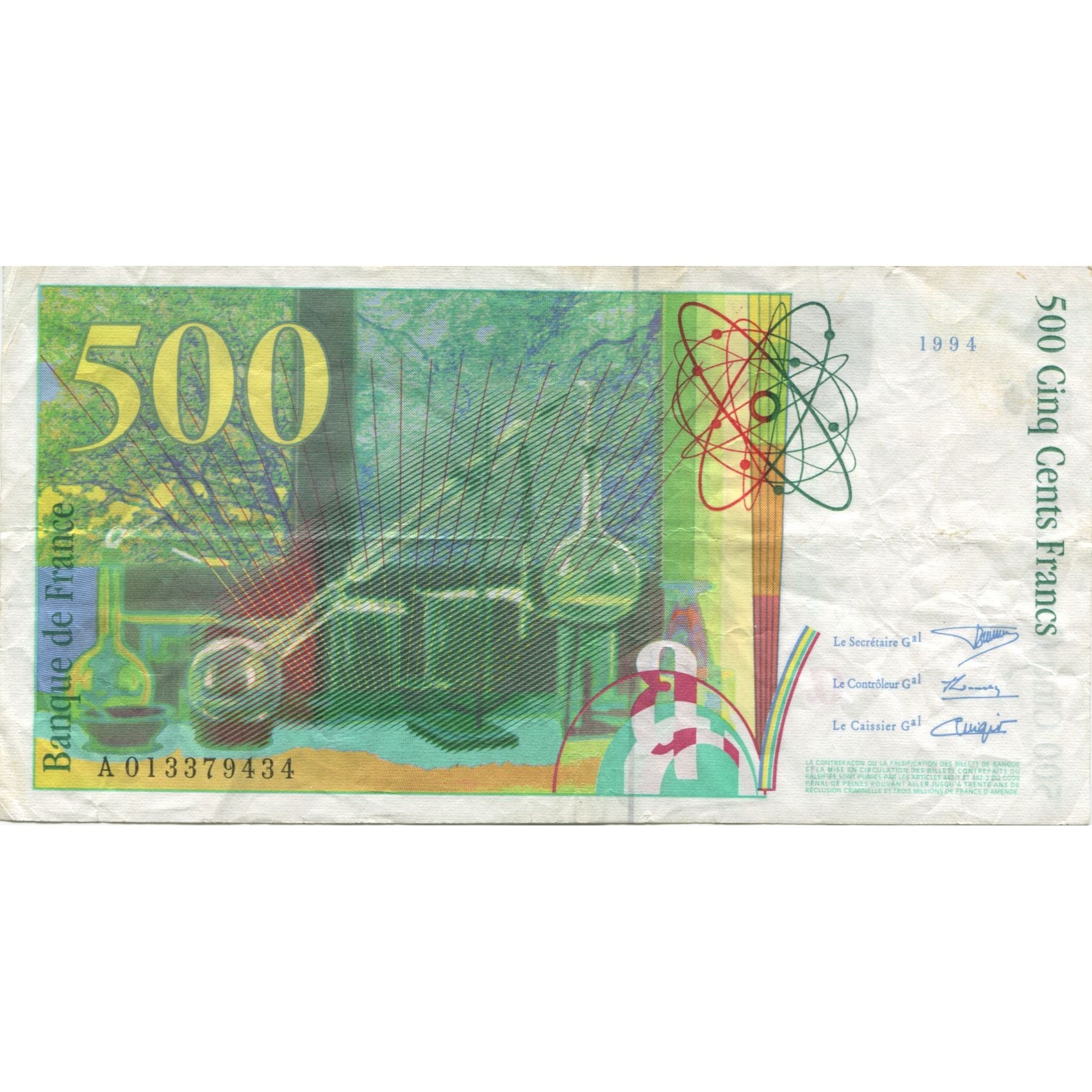 Frankrijk, 500 Francs, Pierre et Marie Curie, 1994, TB+, Fayette:76.1, KM:160a