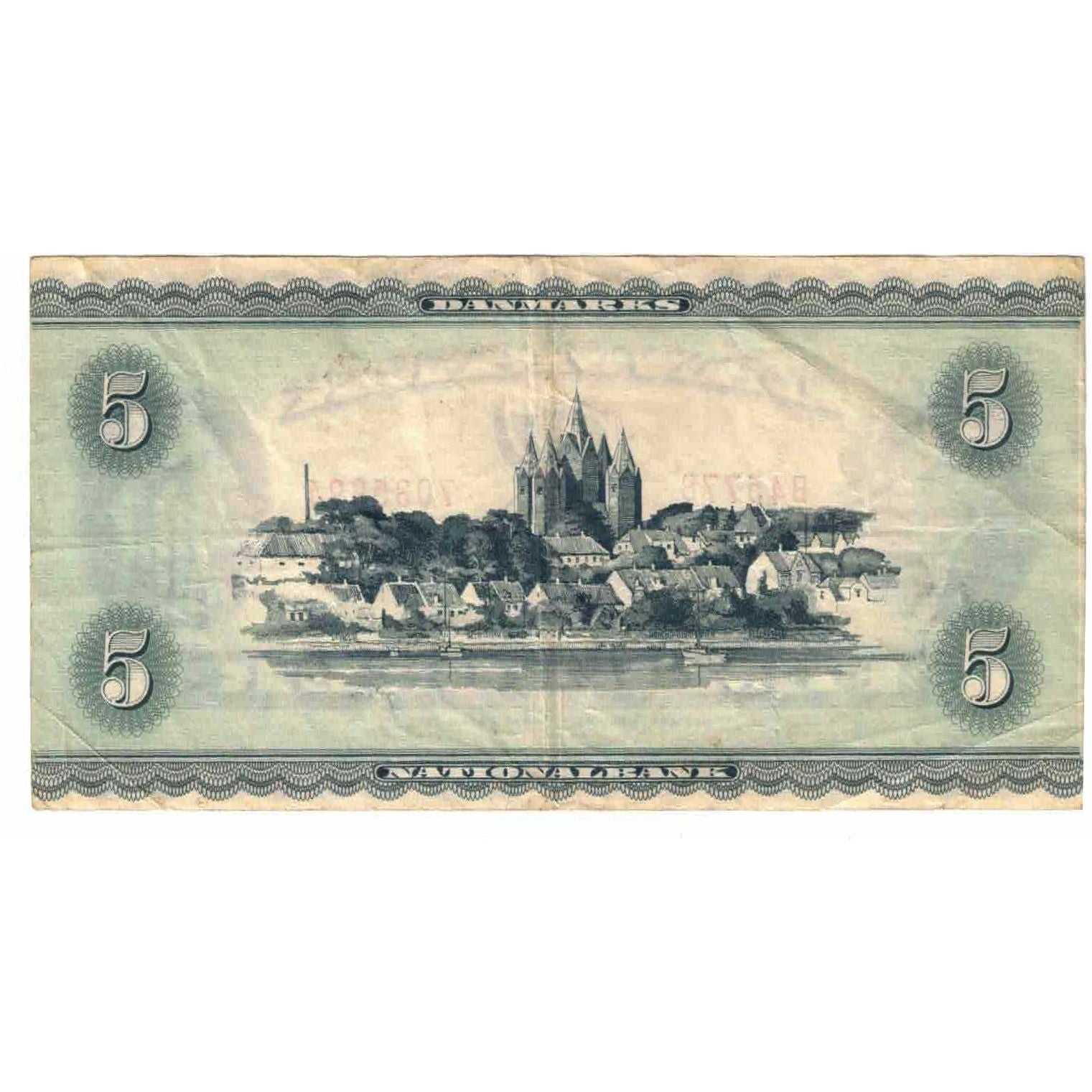 Nota, Dinamarca, 5 Kroner, 1936, 1936-04-07, KM:42e, EF(40-45)