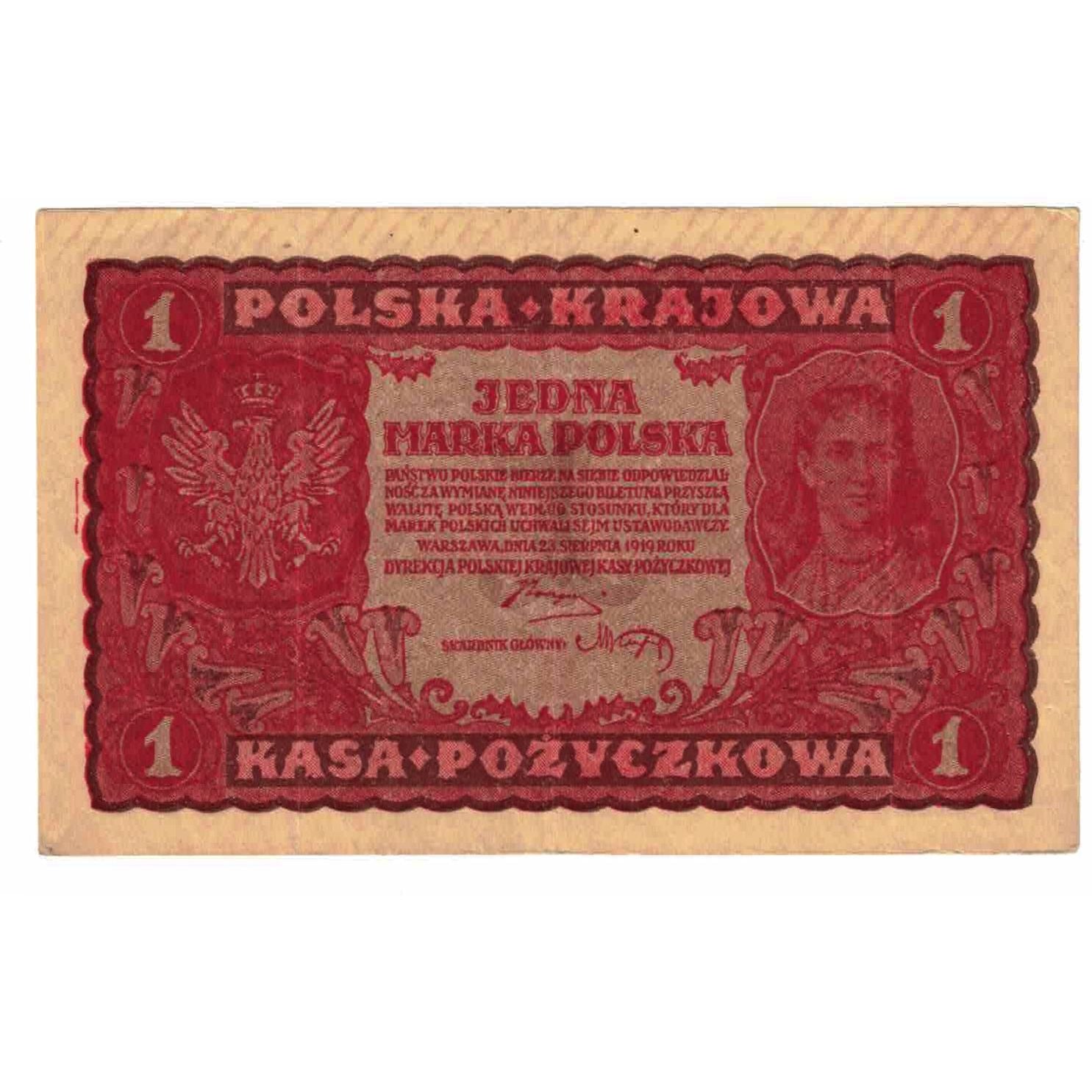 Banknote, Poland, 1 Marka, 1919, 1919-08-23, KM:23, EF(40-45)