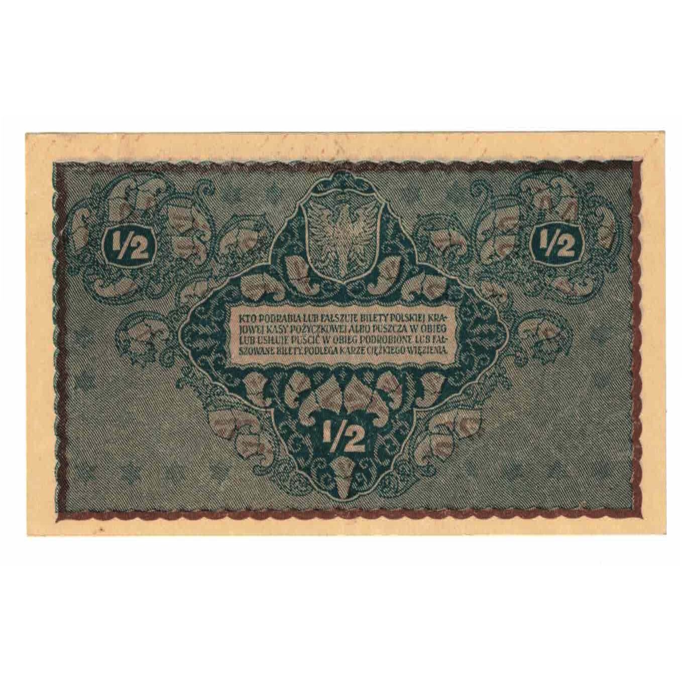Banknote, Poland, 1/2 Marki, 1920, 1920-02-07, KM:30, UNC(60-62)