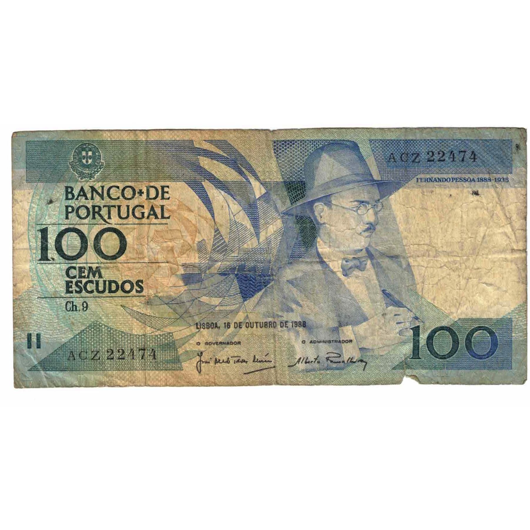 Banknote, Portugal, 100 Escudos, 1986, 1986-10-16, KM:179a, AG(1-3)