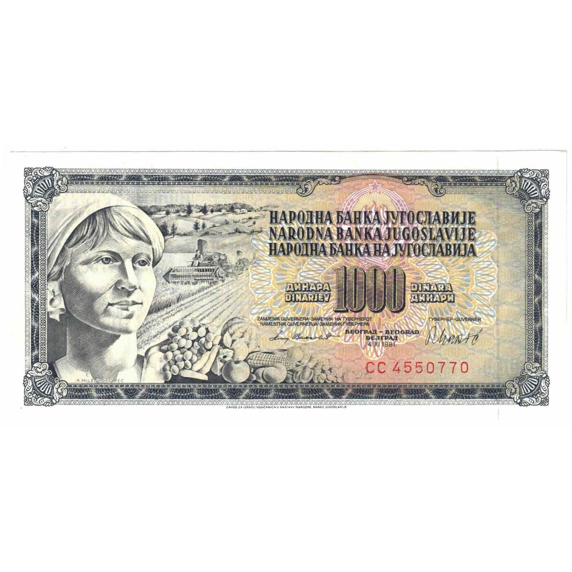 Banconote, Iugoslavia, 1000 Dinara, 1981, 1981-11-04, KM:92a, FDS