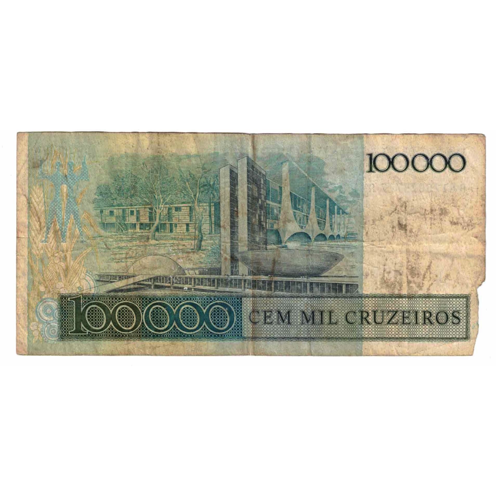 Geldschein, Brasilien, 100 Cruzados on 100,000 Cruzeiros, Undated (1986)