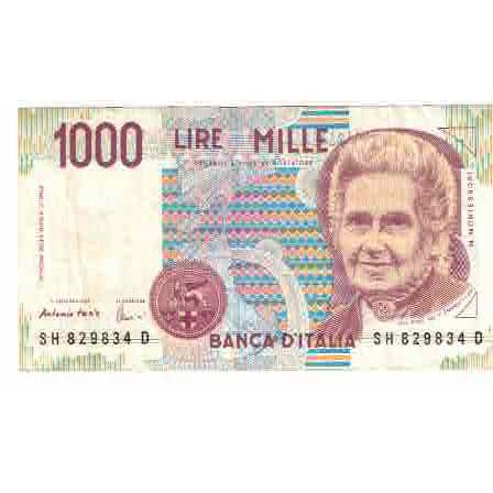 Biljet, Italië, 1000 Lire, KM:114c, B