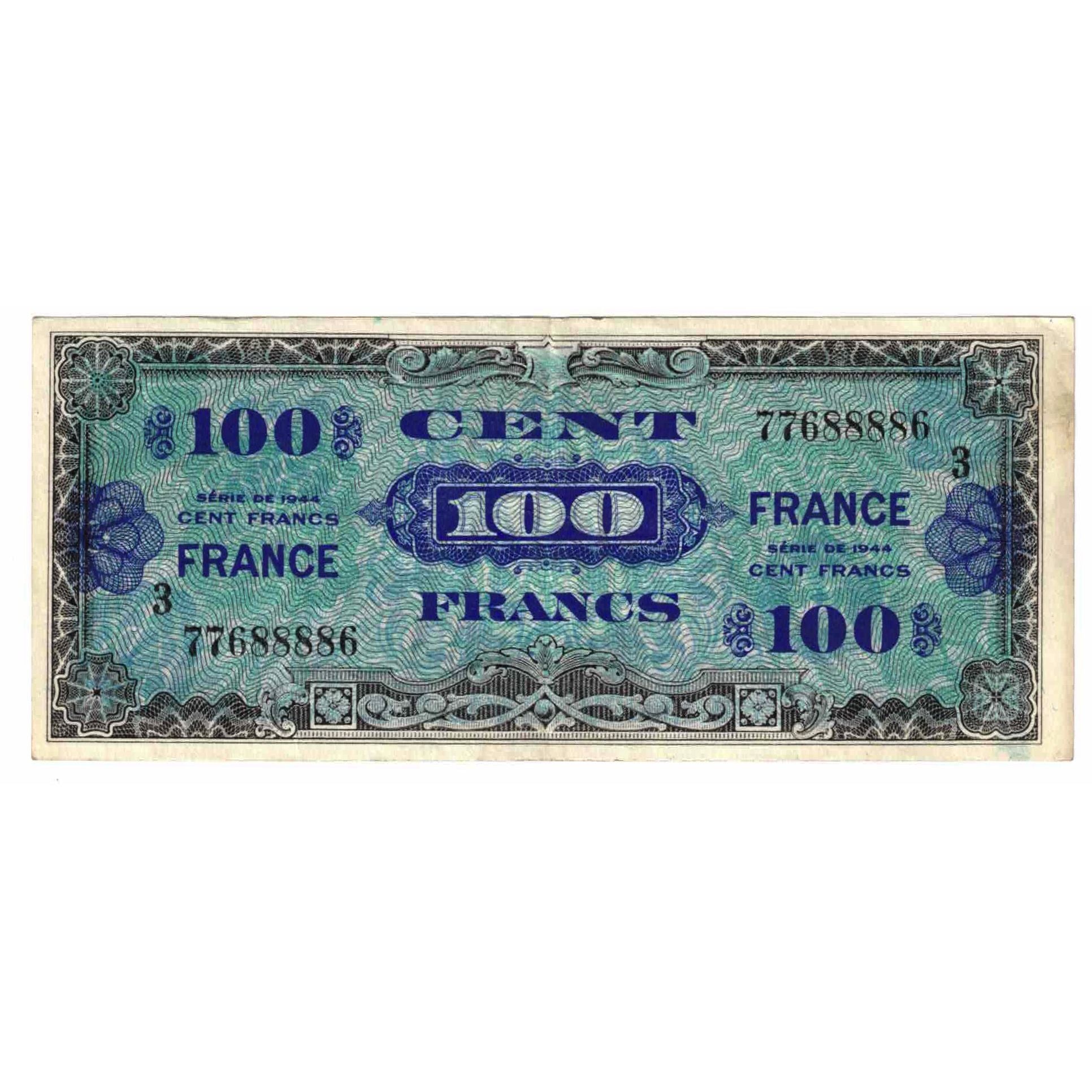 France, 100 Francs, 1945 Verso France, 1944, 776, AU(55-58), Fayette:VF25.3