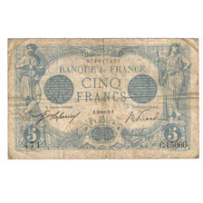 Francja, 5 Francs, Bleu, 1916, C.15066, VF(20-25), Fayette:2.45, KM:70