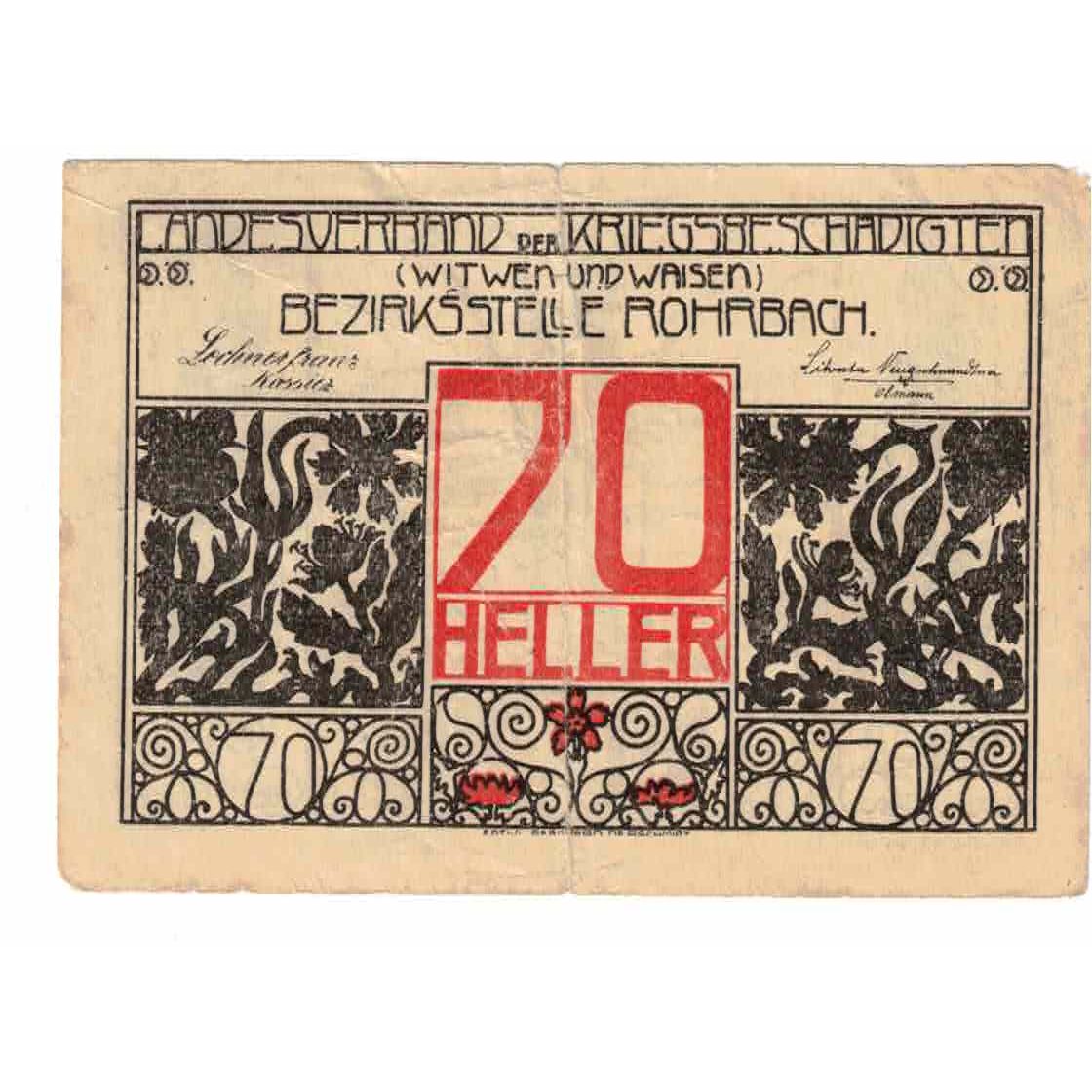 Banknote, Austria, Rohrbach O.Ö. Prv. Landesverband der Kriegsbeschädigten, 70