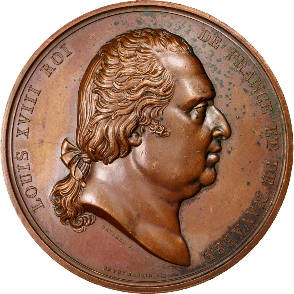 FRANCE, Shipping, Louis XVIII, Medal, 1821, AU(50-53), Gayrard, Bronze, 67,...