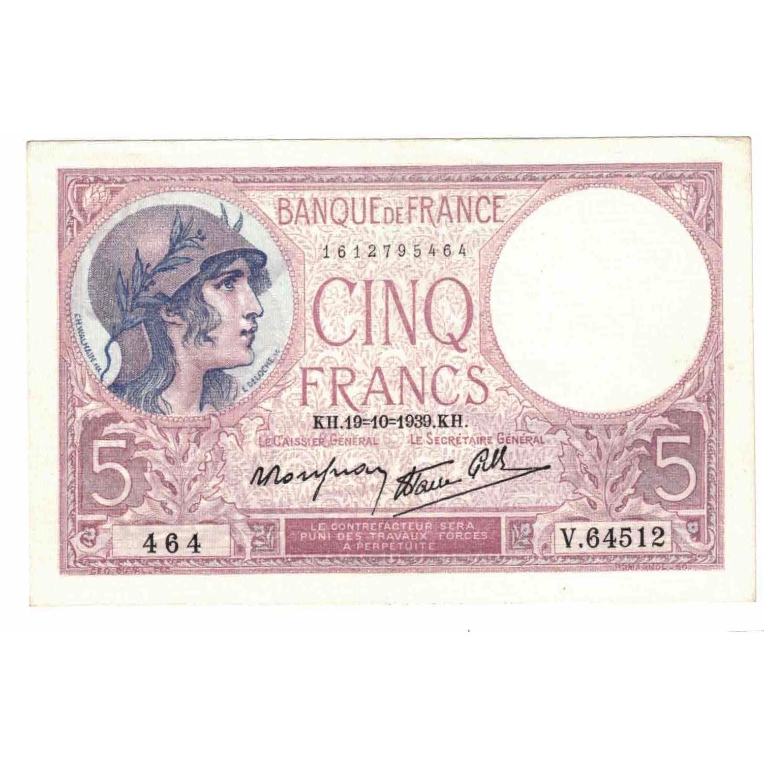 Francja, 25 Francs, Violet, 1939, V.64512, AU(55-58), Fayette:4.12, KM:A83a