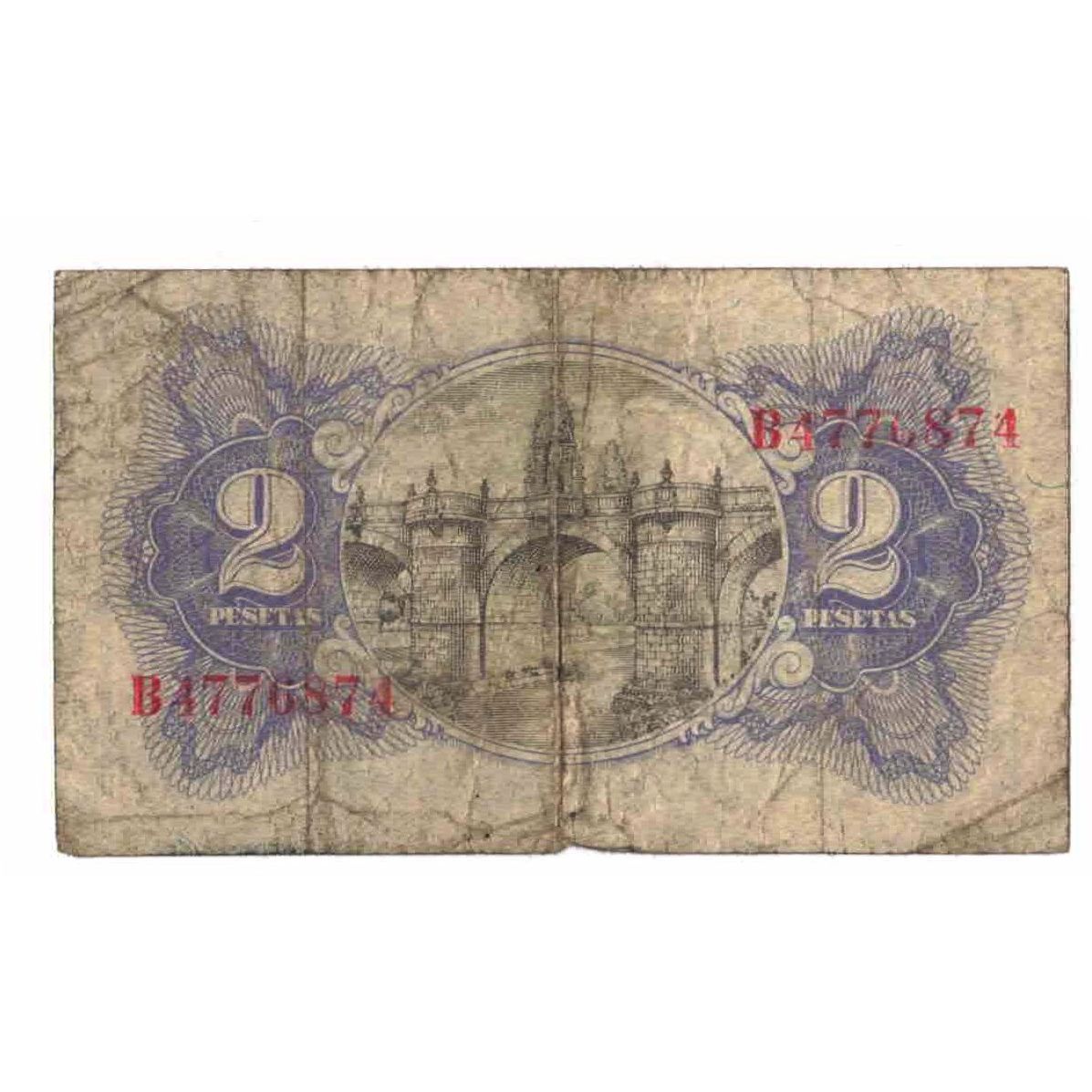 Banknote, Spain, 2 Pesetas, 1938, KM:95, VF(20-25)