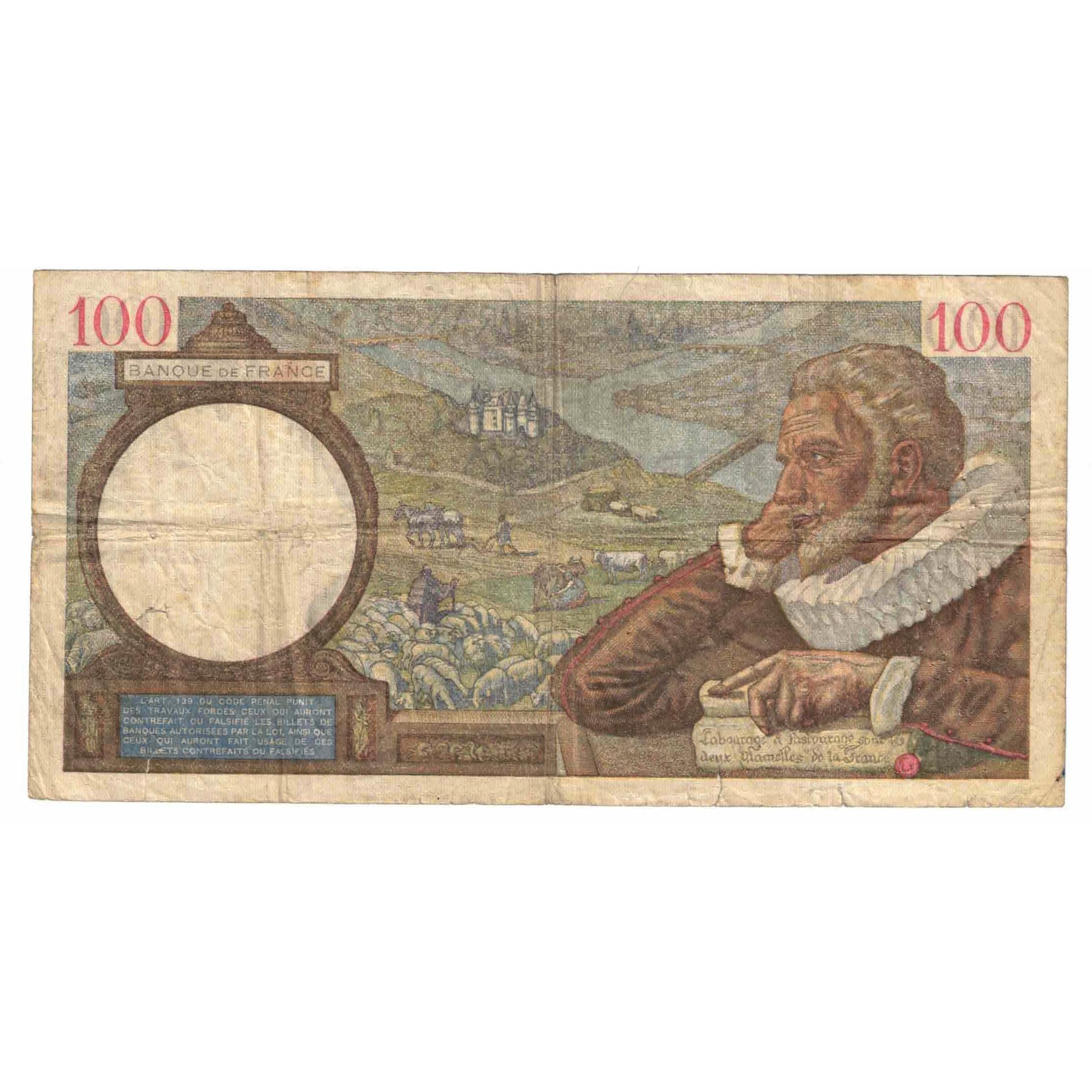 França, 100 Francs, Sully, 1939, V.4707, VF(20-25), Fayette:26.16, KM:94