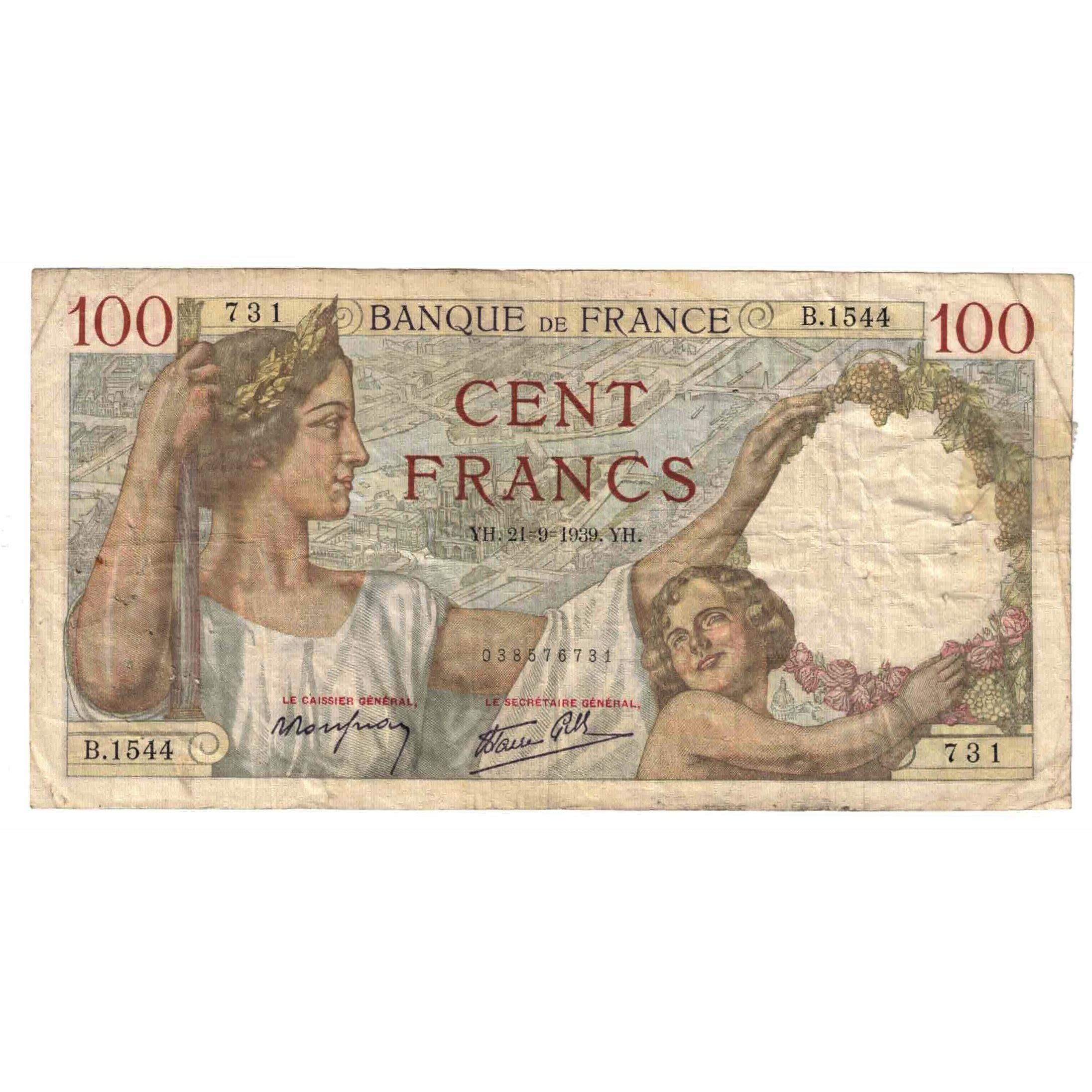 Francia, 100 Francs, Sully, 1939, B.1544, MC, Fayette:26.7, KM:94