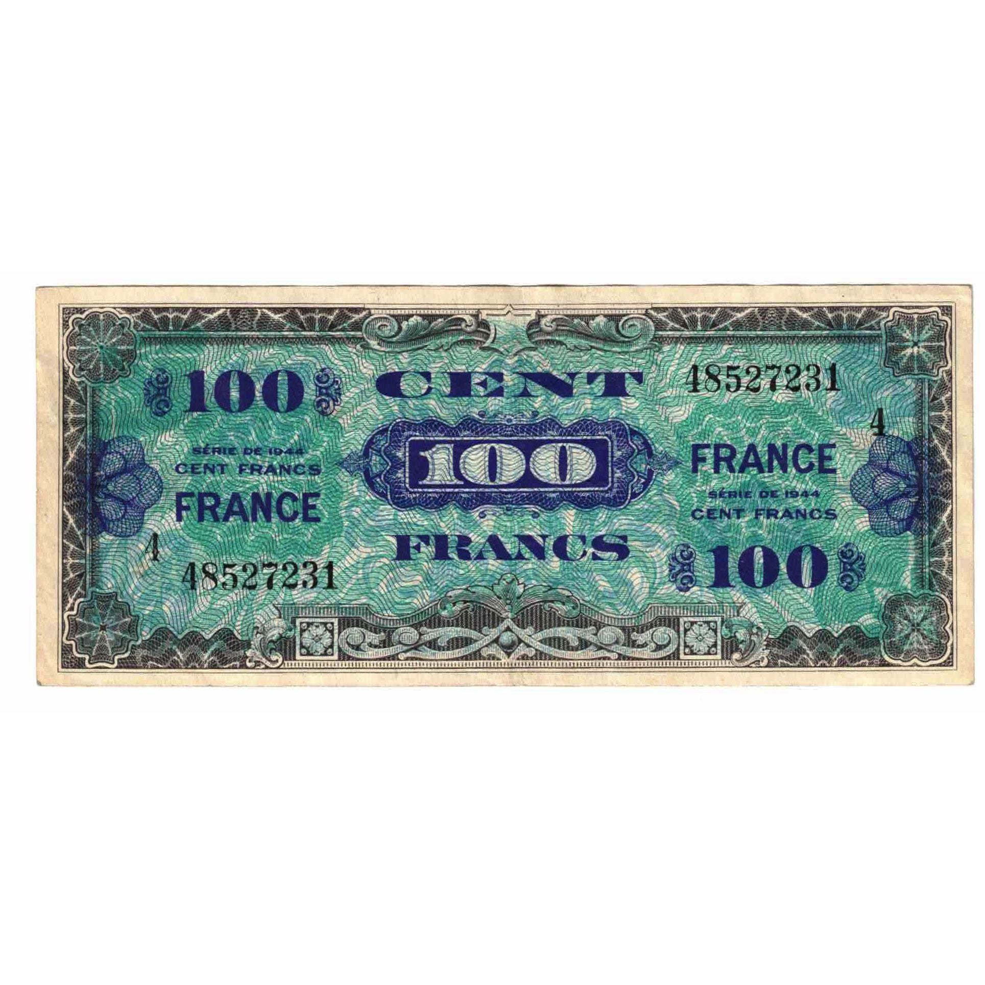 França, 100 Francs, 1945 Verso France, 1944, 48527231, AU(55-58), Fayette:VF
